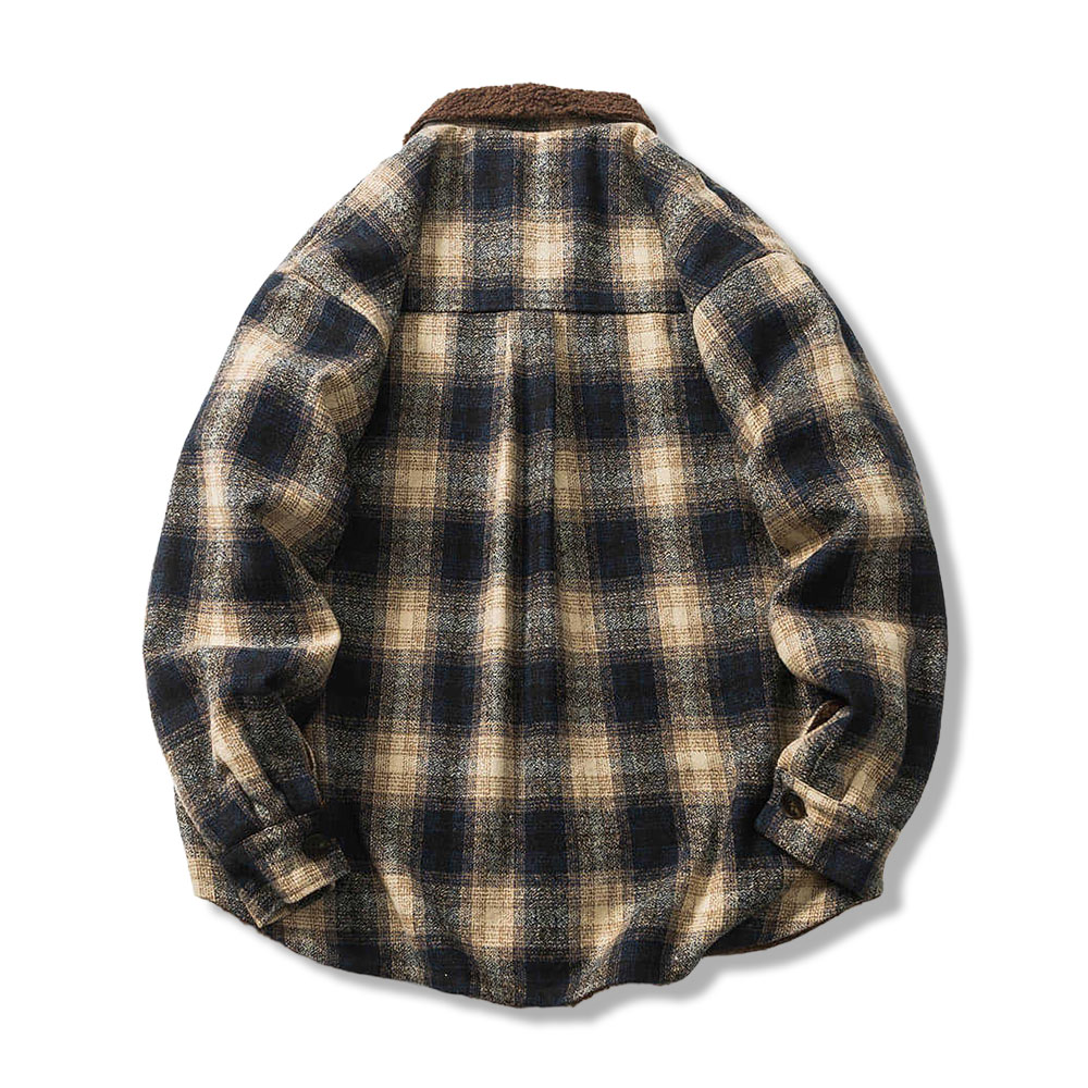 ボア裏地 ツイードチェック柄長袖シャツジャケット – Rustaku