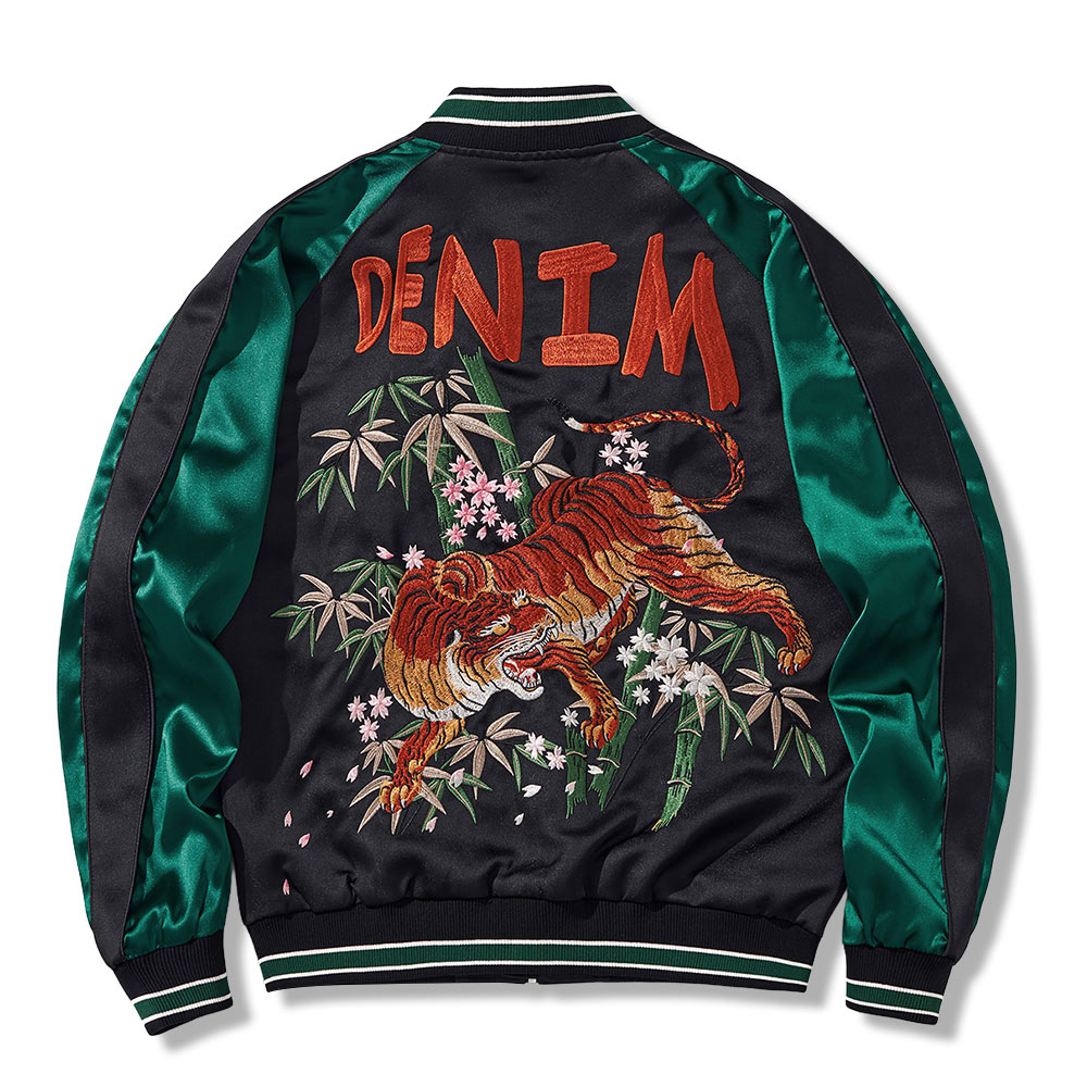 スカジャン 虎と竹の刺繍　古着 虎と竹」アメリカ文化刺繍入り横須賀ジャンパー – Rustaku