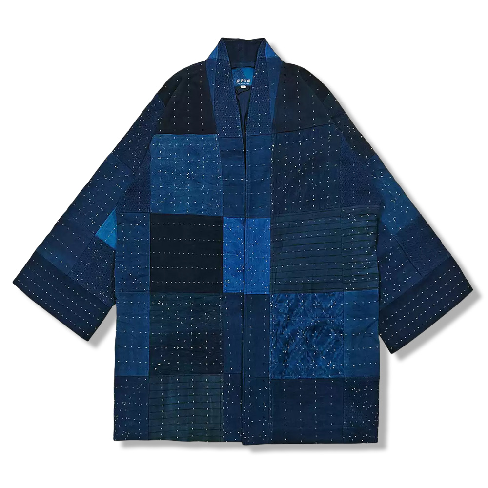 藍染　刺し子　リバーシブル　 パッチワークジャケット 藍染 刺し子 リバーシブル パッチワークジャケット