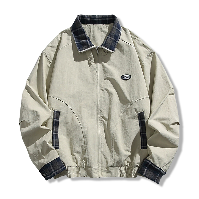 チェック切り替え折り襟コーチジャケット – Rustaku