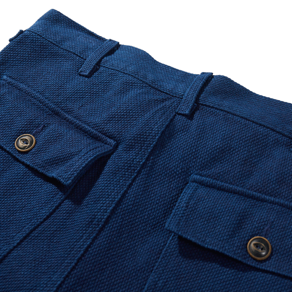 藍染刺し子生地の OG107復刻ワークパンツ – Rustaku