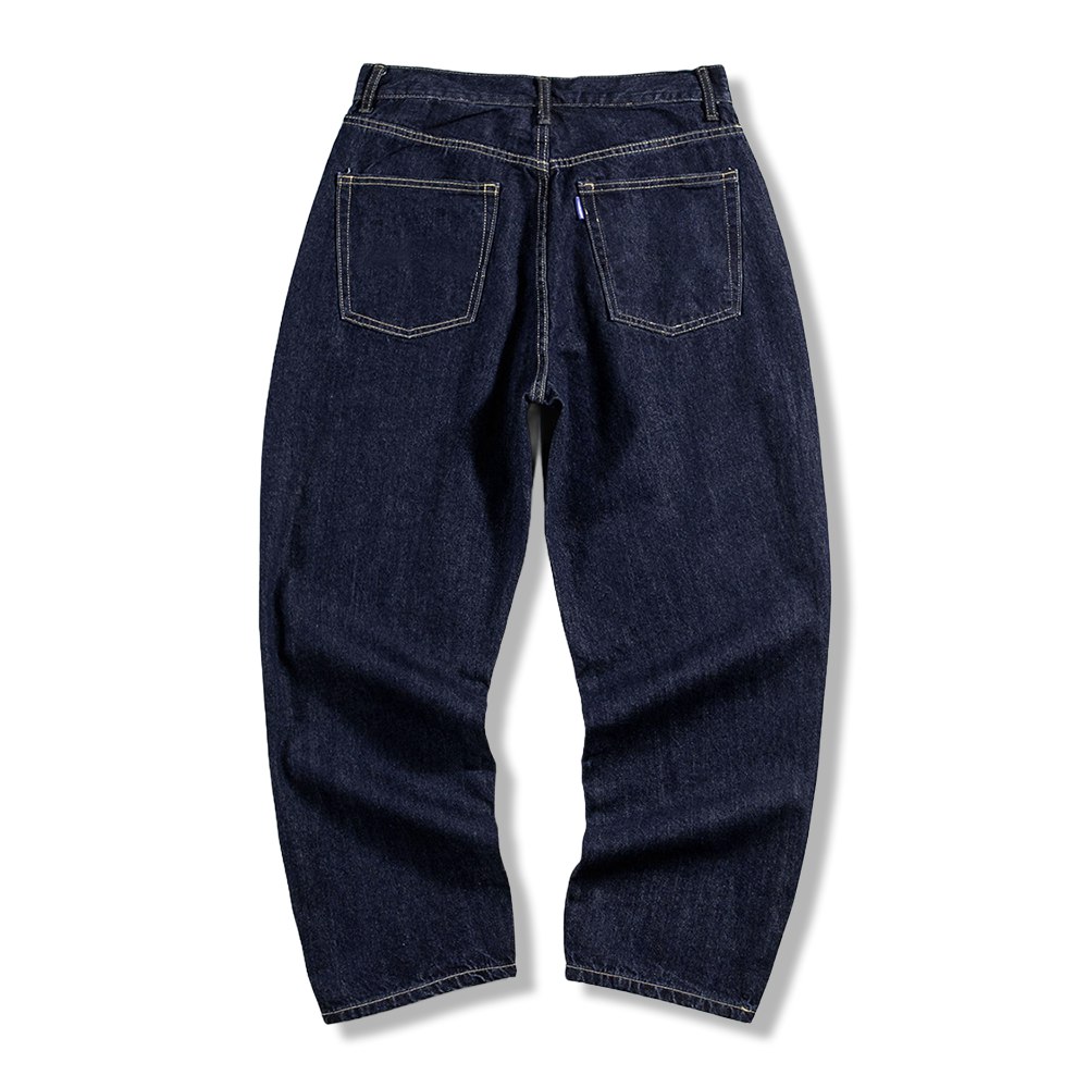 色落ちしにくいスラッシュカットジーンズ-Rustaku