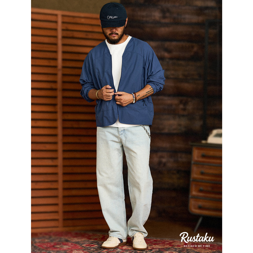 MA-1スタイルのアームポケット付き 薄手Vネックフライト