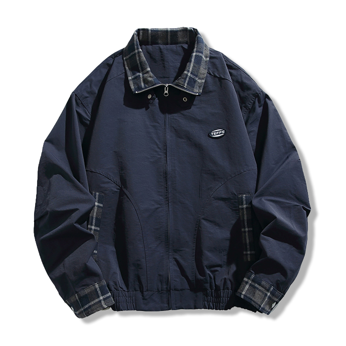 チェック切り替え折り襟コーチジャケット – Rustaku