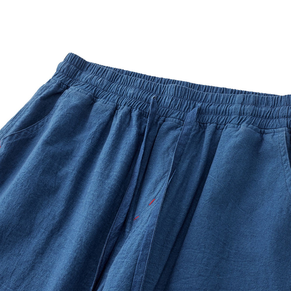 藍染　コットンパンツ 藍染 メンズコットンワイドパンツ-Rustaku