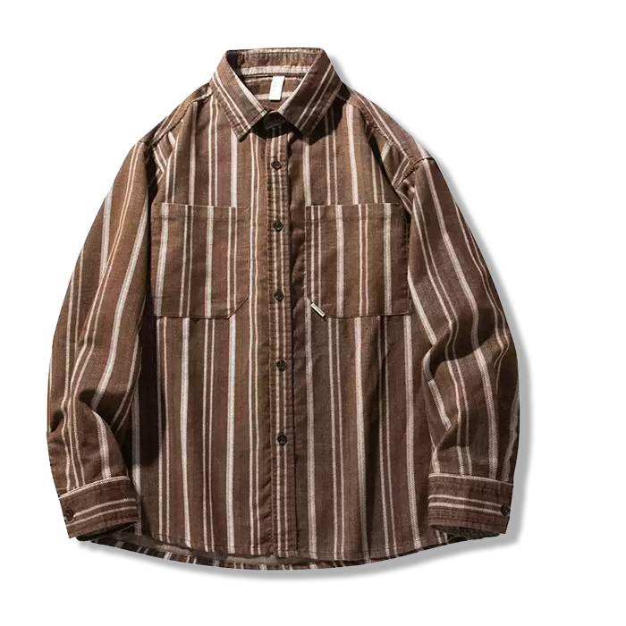 デザイン古着 ストライプコーデュロイシャツ 27 オリジナルコーデュロイストライプシャツ【Made in Japan