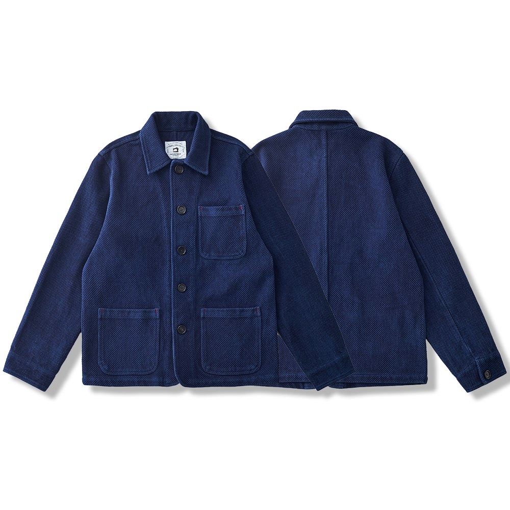 ヘビーウェイト 藍染刺し子生地 フレンチヴィンテージワークジャケット