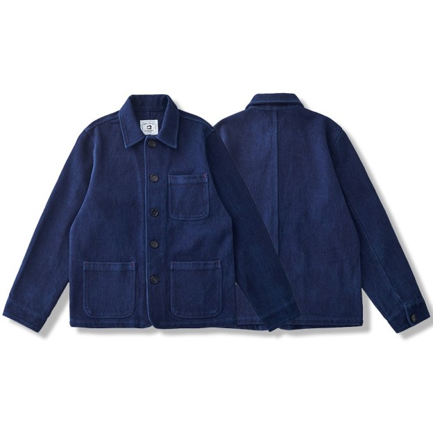 ヘビーウェイト 藍染刺し子生地 フレンチヴィンテージワークジャケット