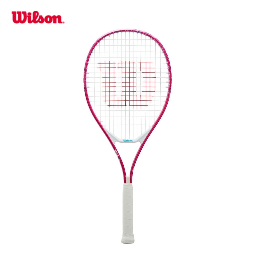 Wilson Ultra Power JR Tennis Racket Pink 19/21/23/25in Lightweight Aluminum Prestrung Bumper Guard