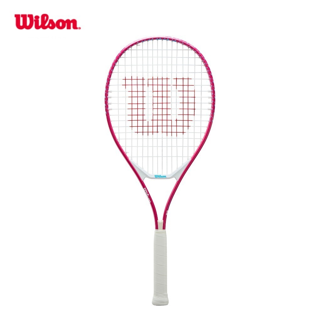 Wilson Ultra Power JR Tennis Racket Pink 19/21/23/25in Lightweight Aluminum Prestrung Bumper Guard