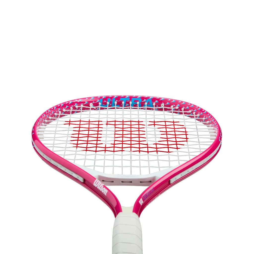 Wilson Ultra Power JR Tennis Racket Pink 19/21/23/25in Lightweight Aluminum Prestrung Bumper Guard