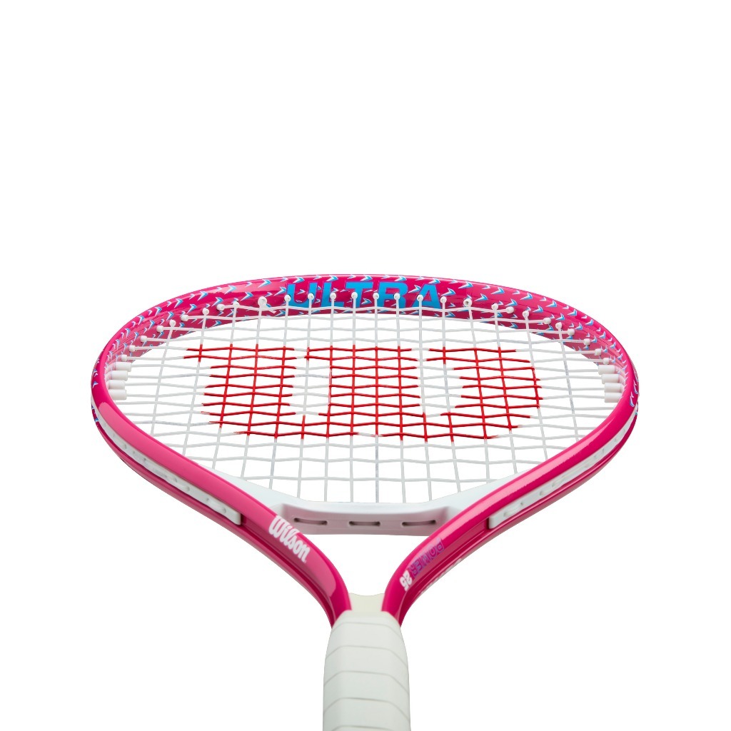Wilson Ultra Power JR Tennis Racket Pink 19/21/23/25in Lightweight Aluminum Prestrung Bumper Guard