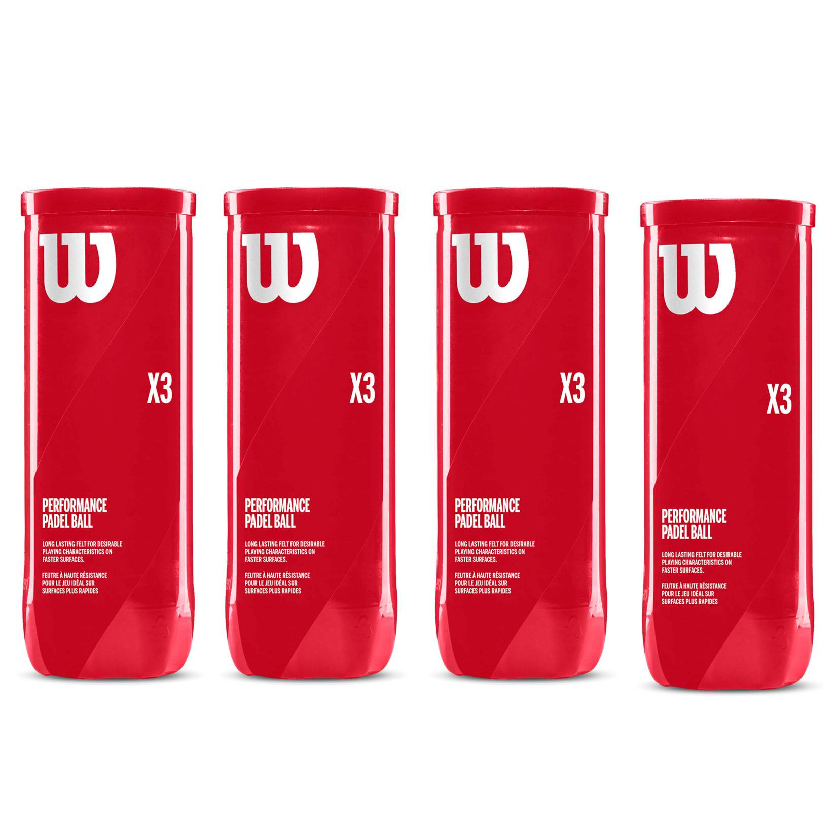 Wilson Padel X3 Performance Balls 3 Ball Can (12 Balls/4 Cans)