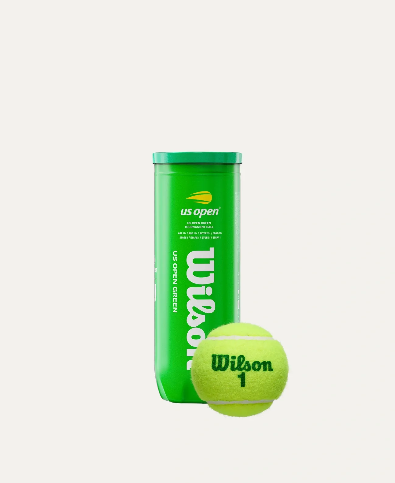Wilson US Open Green Tournament 3-Ball Can (12 Balls/4 Packs)