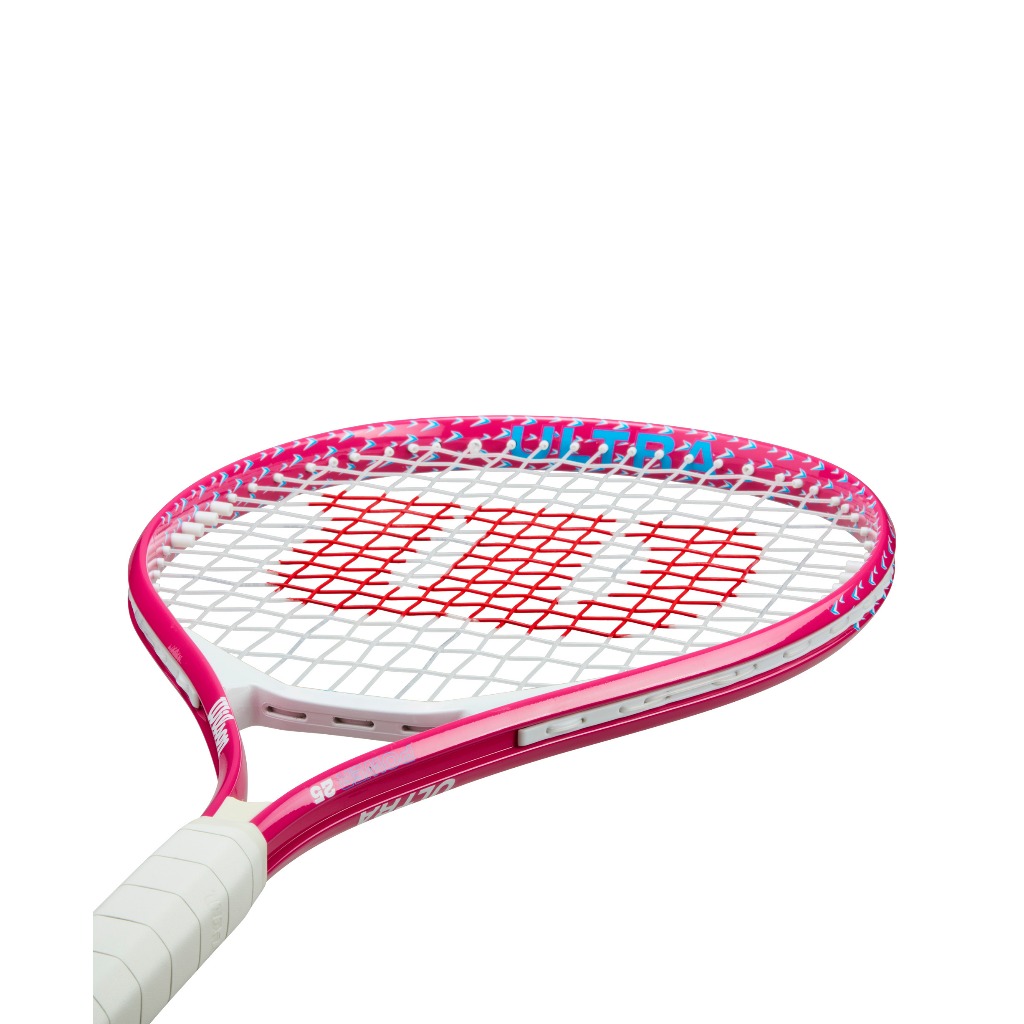 Wilson Ultra Power JR Tennis Racket Pink 19/21/23/25in Lightweight Aluminum Prestrung Bumper Guard
