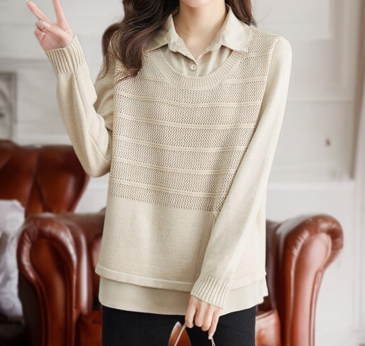 秋冬百搭假兩件毛衣日常穿搭