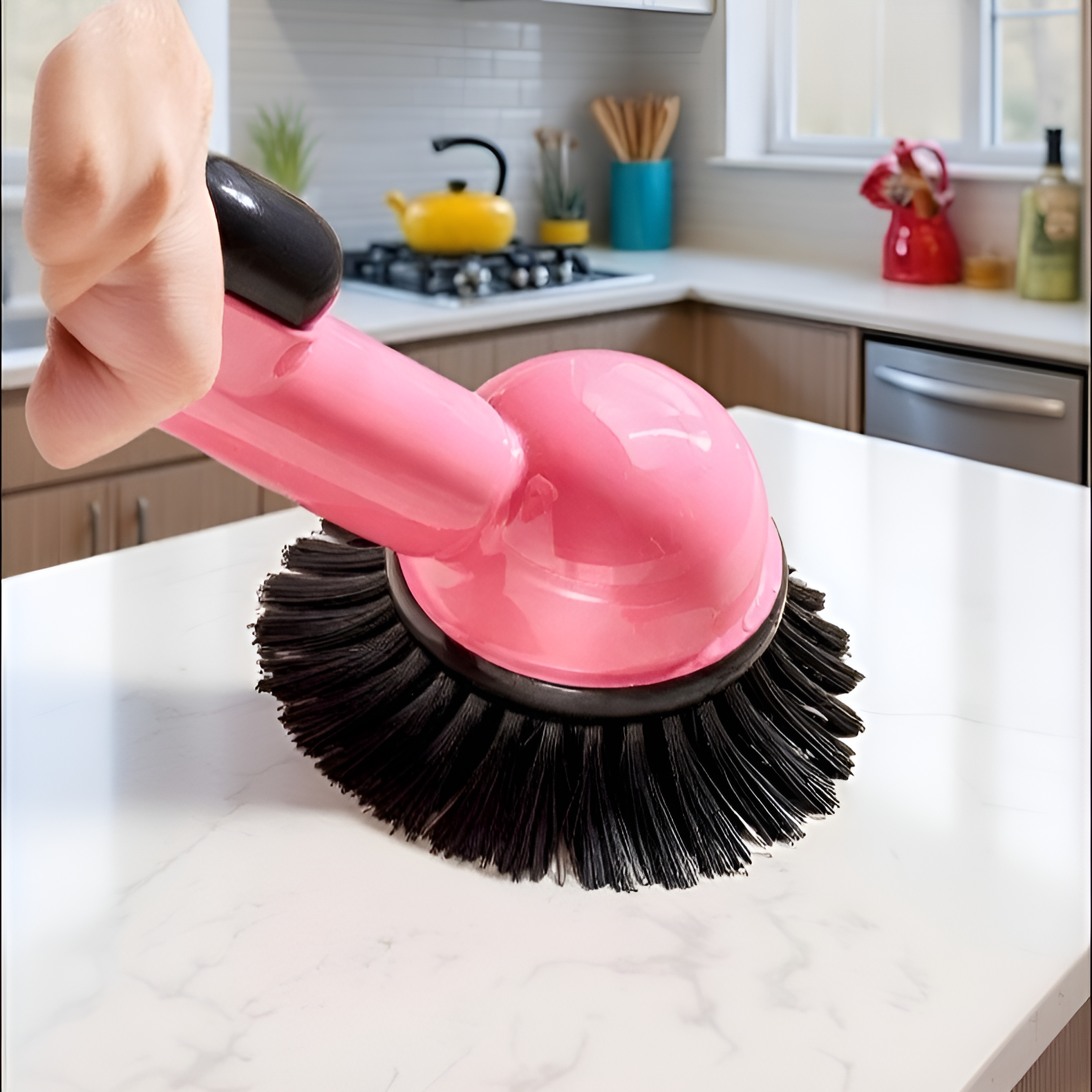 使用清潔刷清洗鍋具實拍