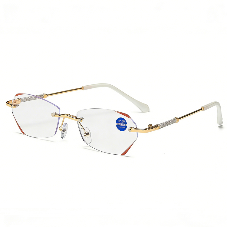 レディース切辺老眼鏡｜ブルーライトカット・軽量金属フレームで快適フィット· レディース