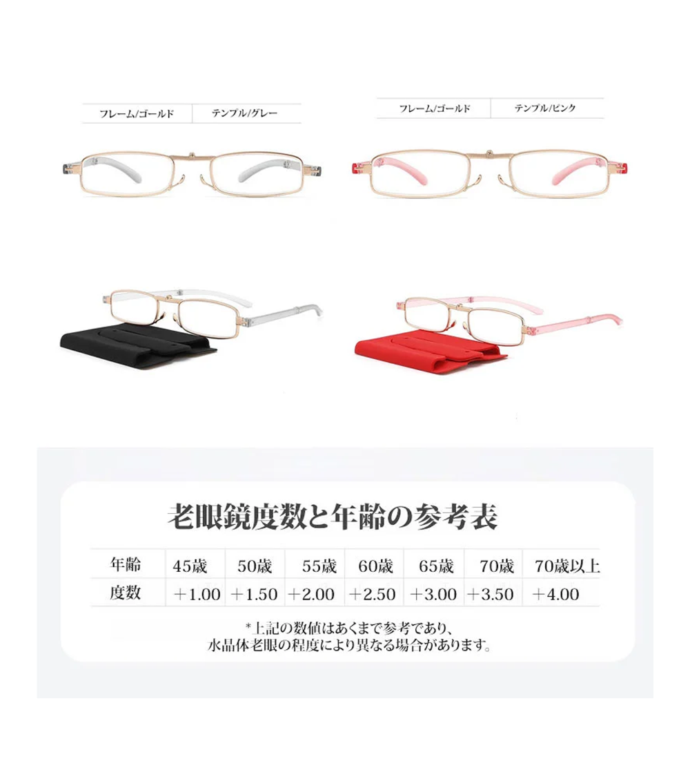 スマホ貼り付け型折りたたみ式老眼鏡