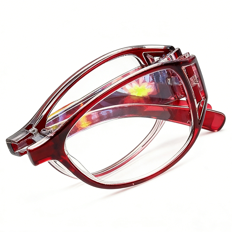 【折りたたみ老眼鏡】高齢者へのプレゼントに最適！ブルーライトカット/紫外線カット· レディース