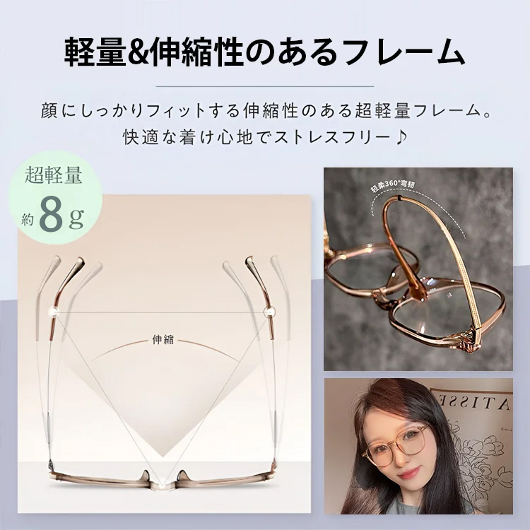 大ぶりラウンド老眼鏡｜文芸風デザイン· 高精細レンズ· レディース