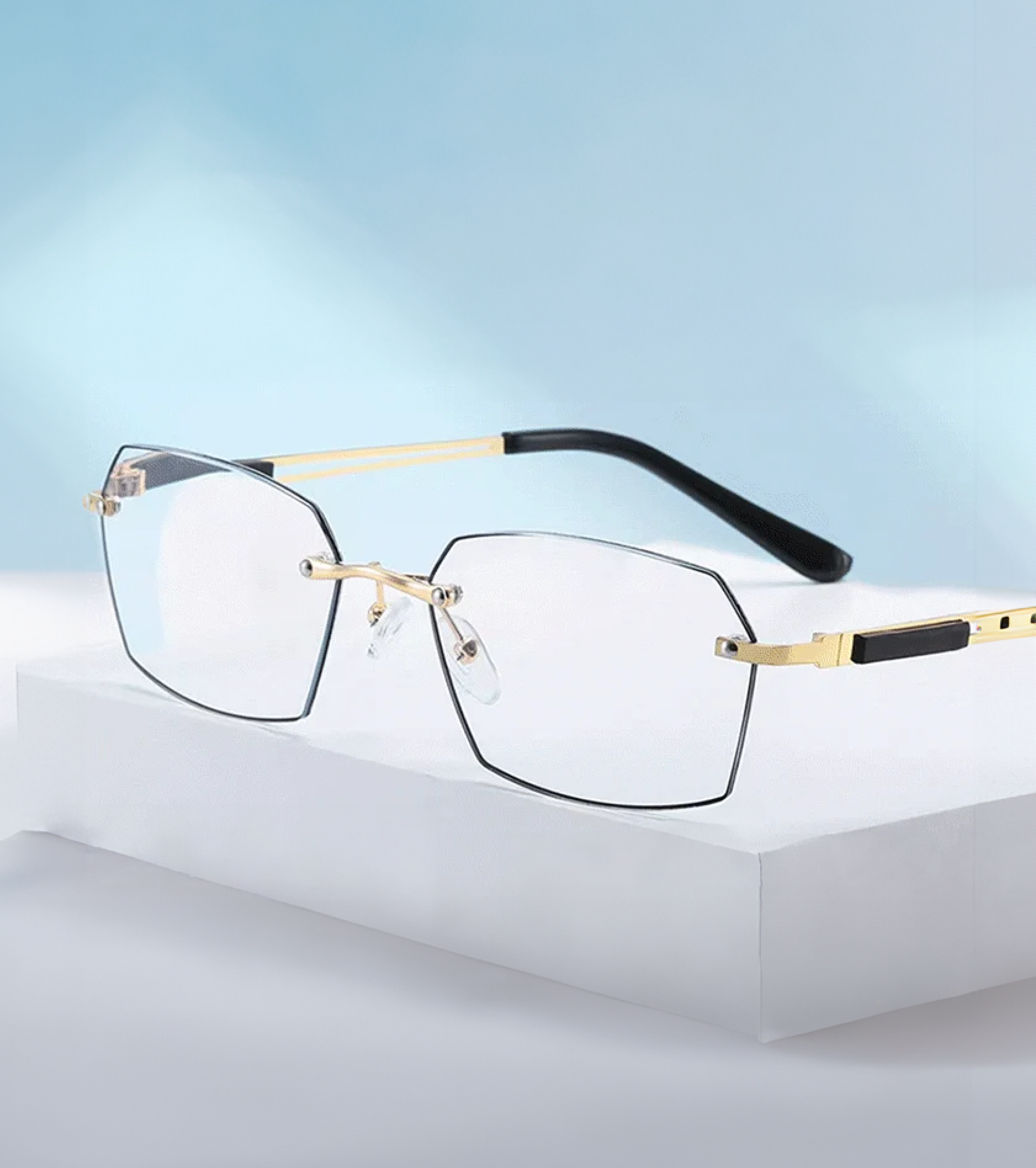 リムレスブルーライトカット老眼鏡