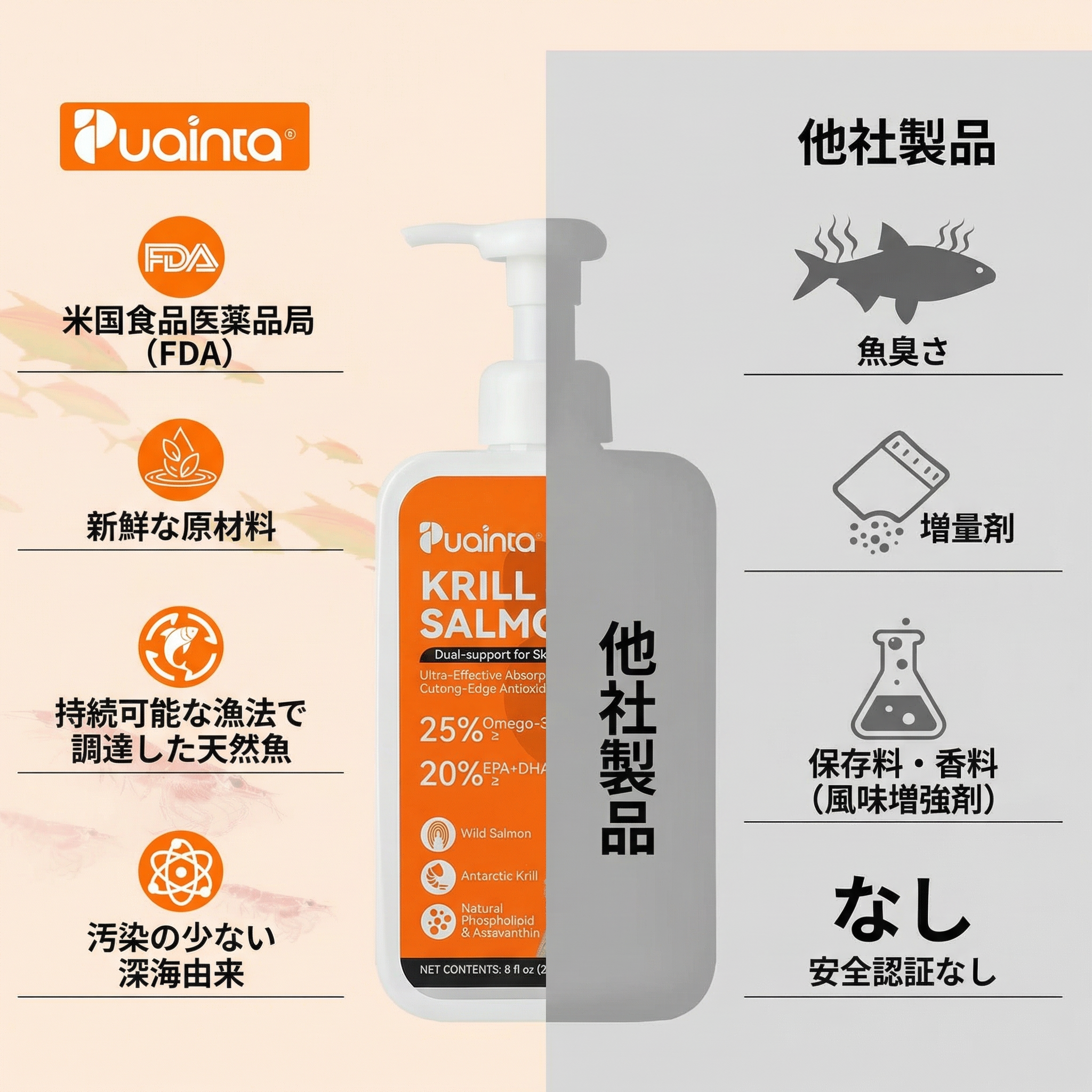 プアインタ-クリル＆フィッシュオイル オメガ3 25%｜DHA・EPA配合｜ビタミンA・E配合 犬猫用