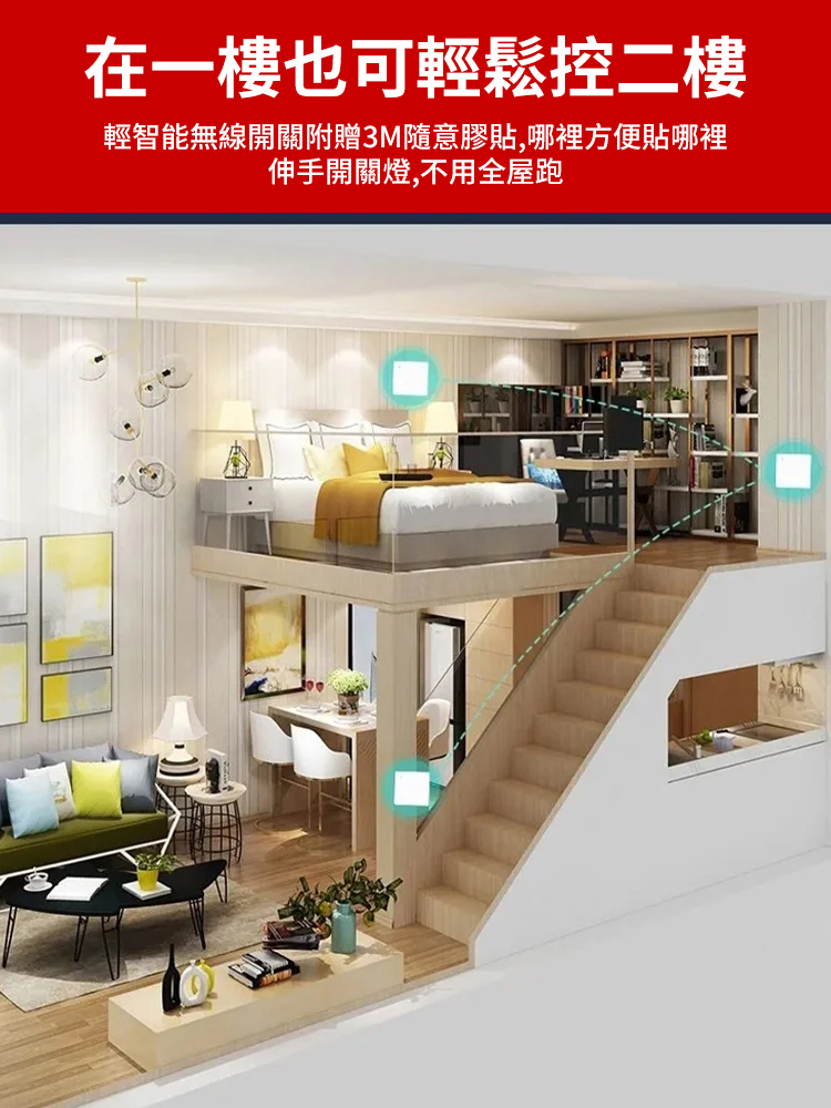 智慧型電燈雙控免布線隨意貼開關