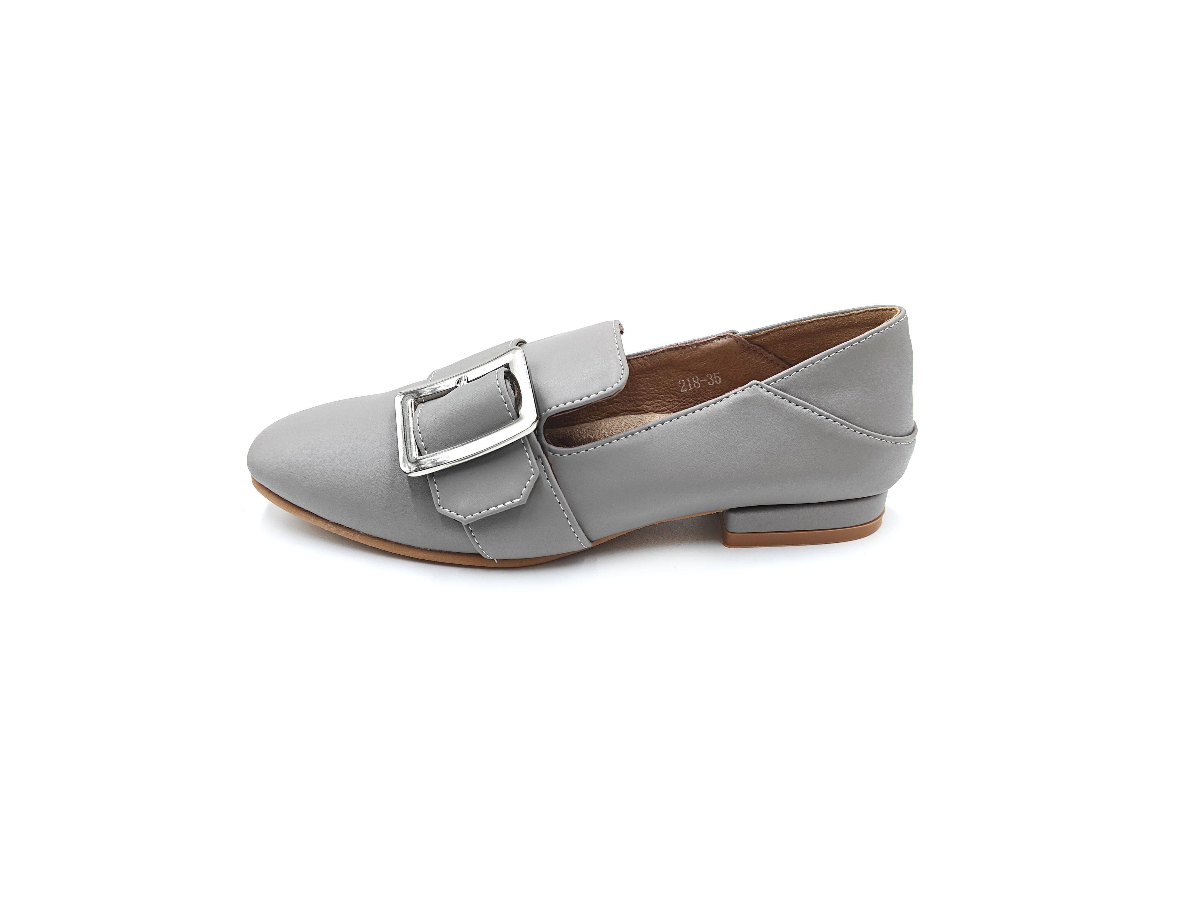 方頭方扣踩跟休閒平底鞋