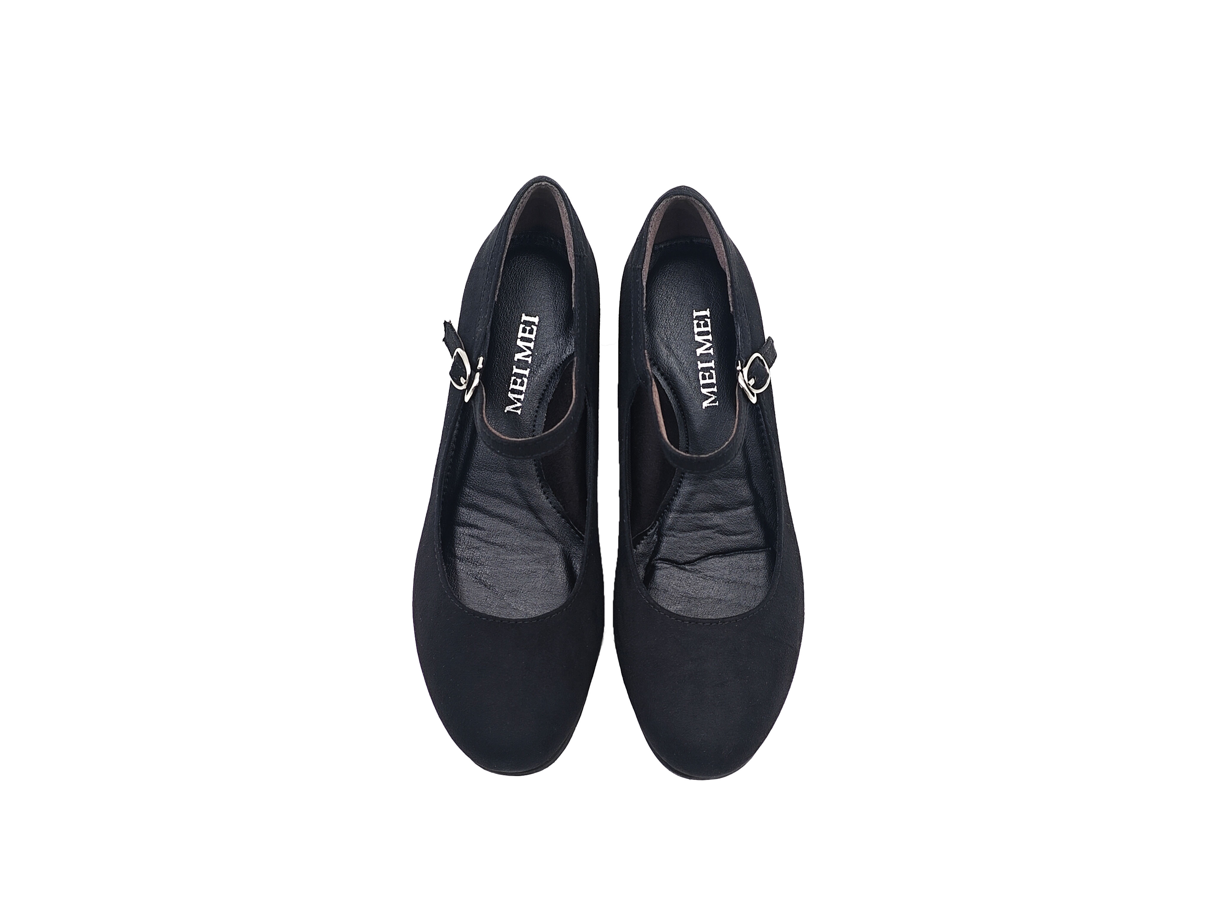 圓頭橫帶粗跟高跟鞋