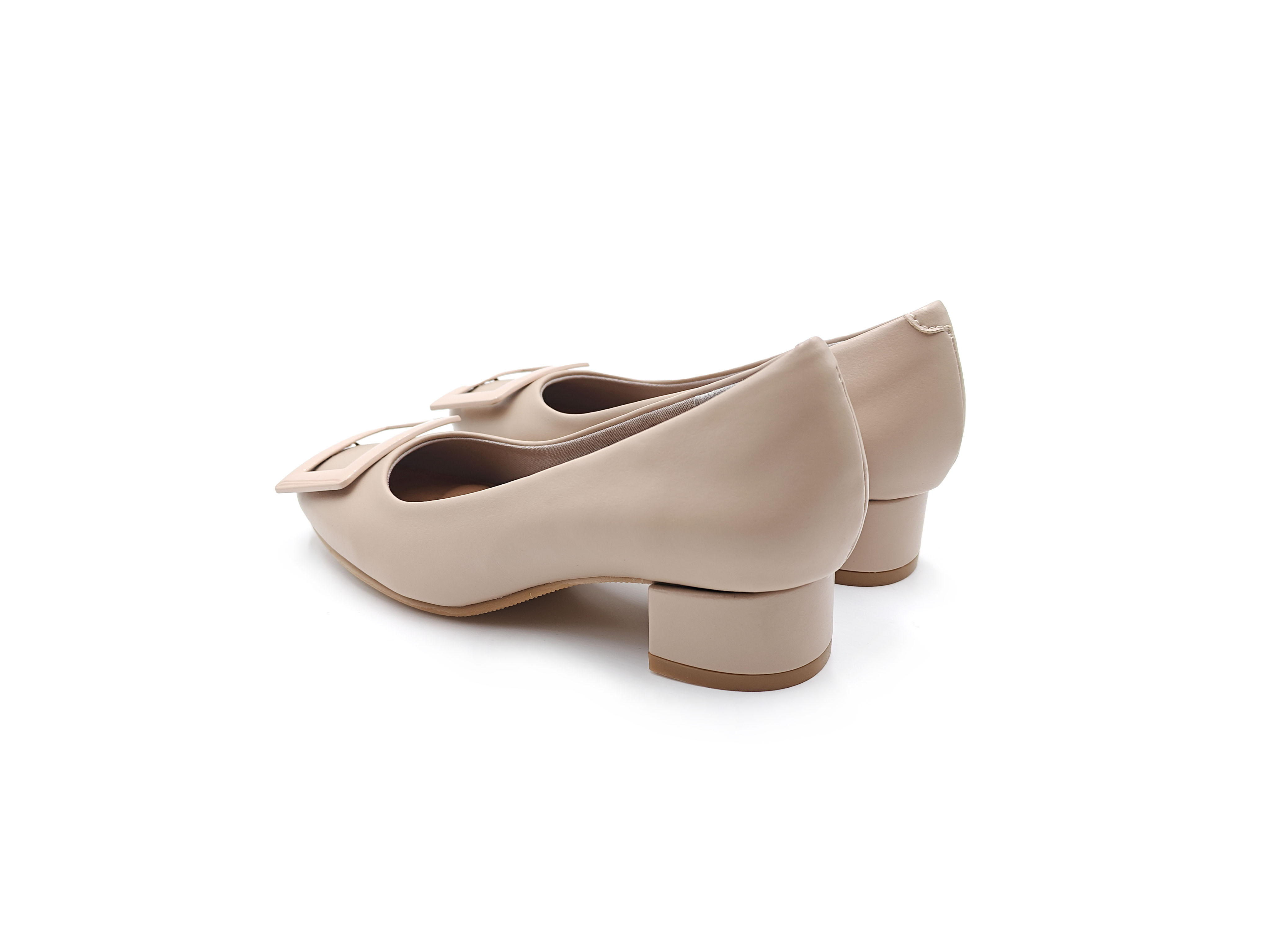 方頭烤漆方扣粗跟單鞋