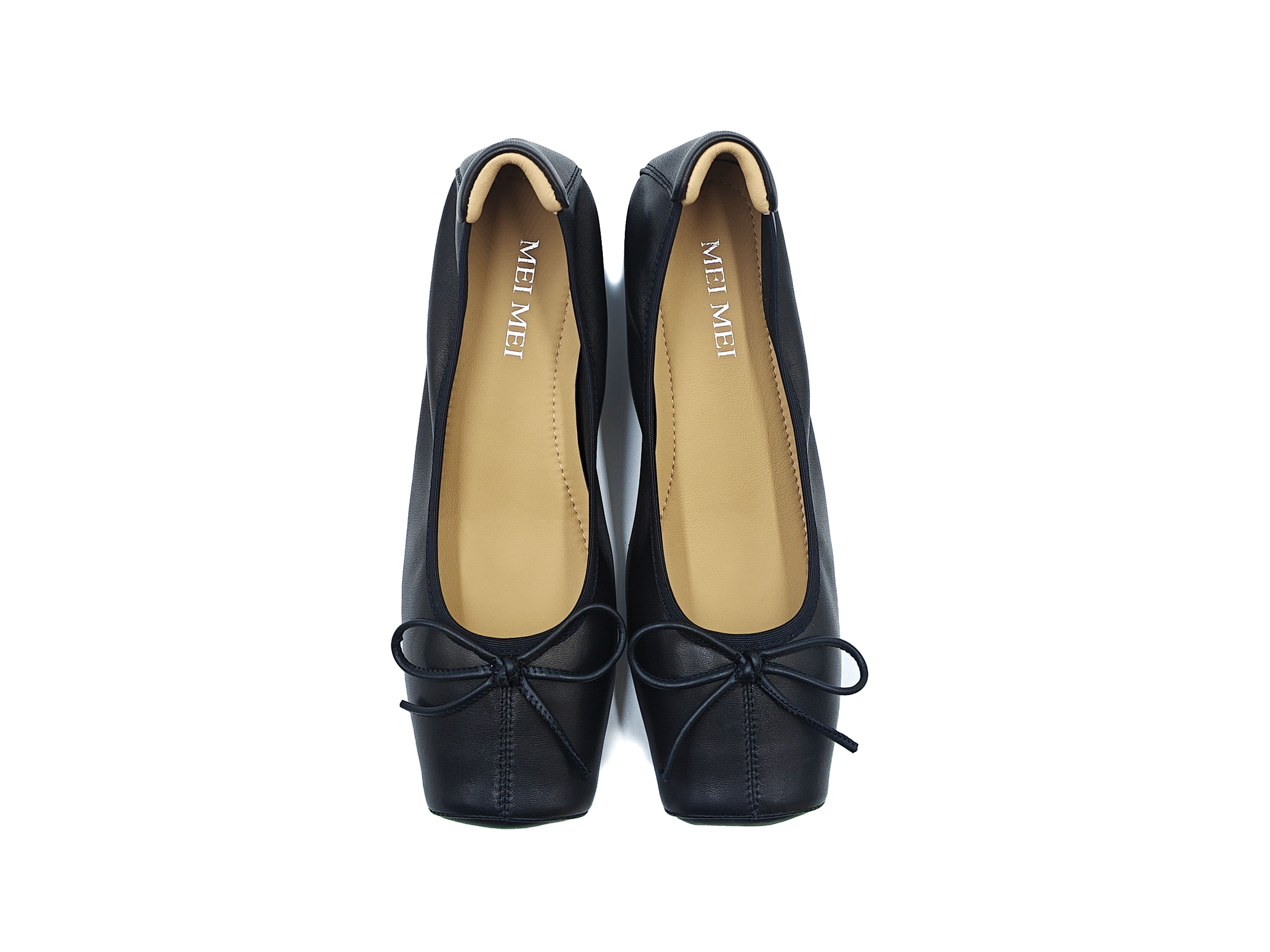 方頭羊皮蝴蝶結芭蕾舞鞋