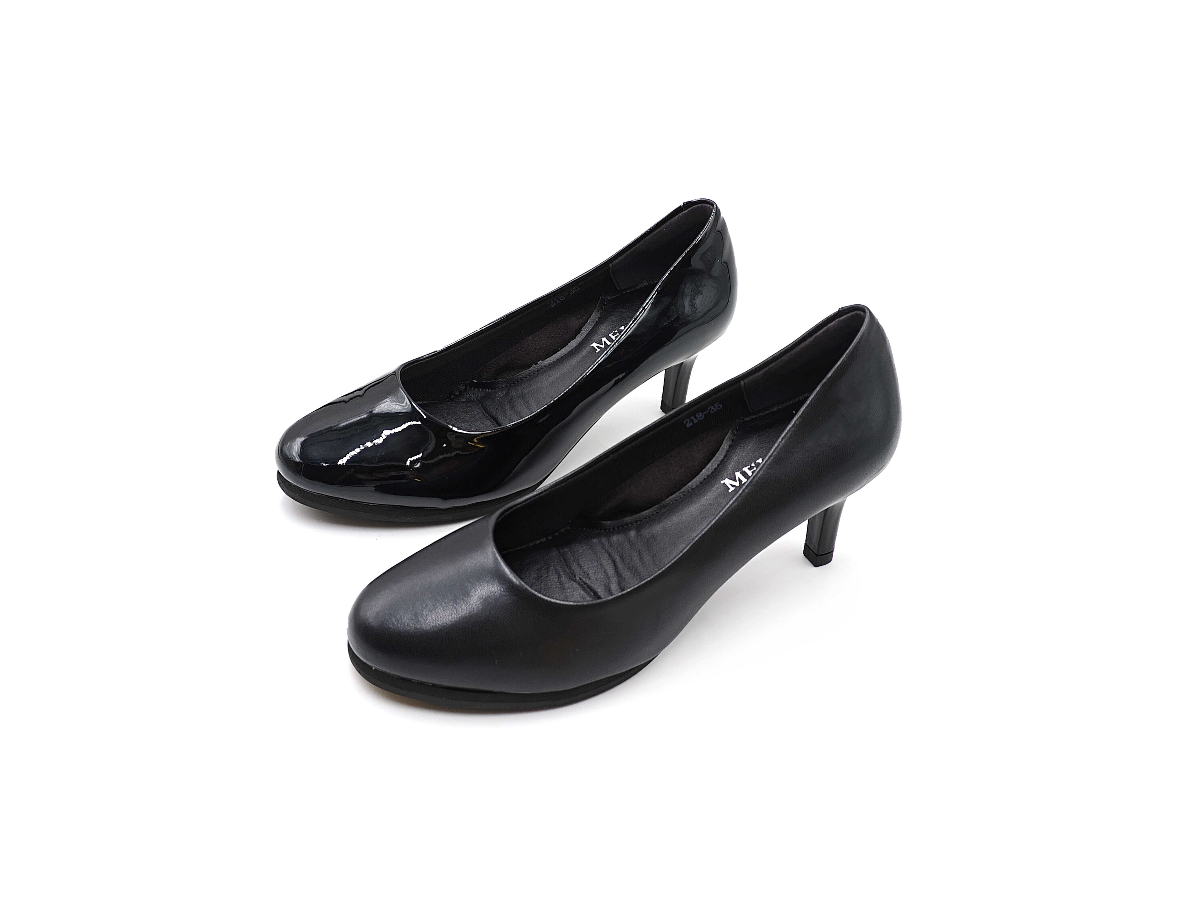 圓頭寬版細跟高跟鞋