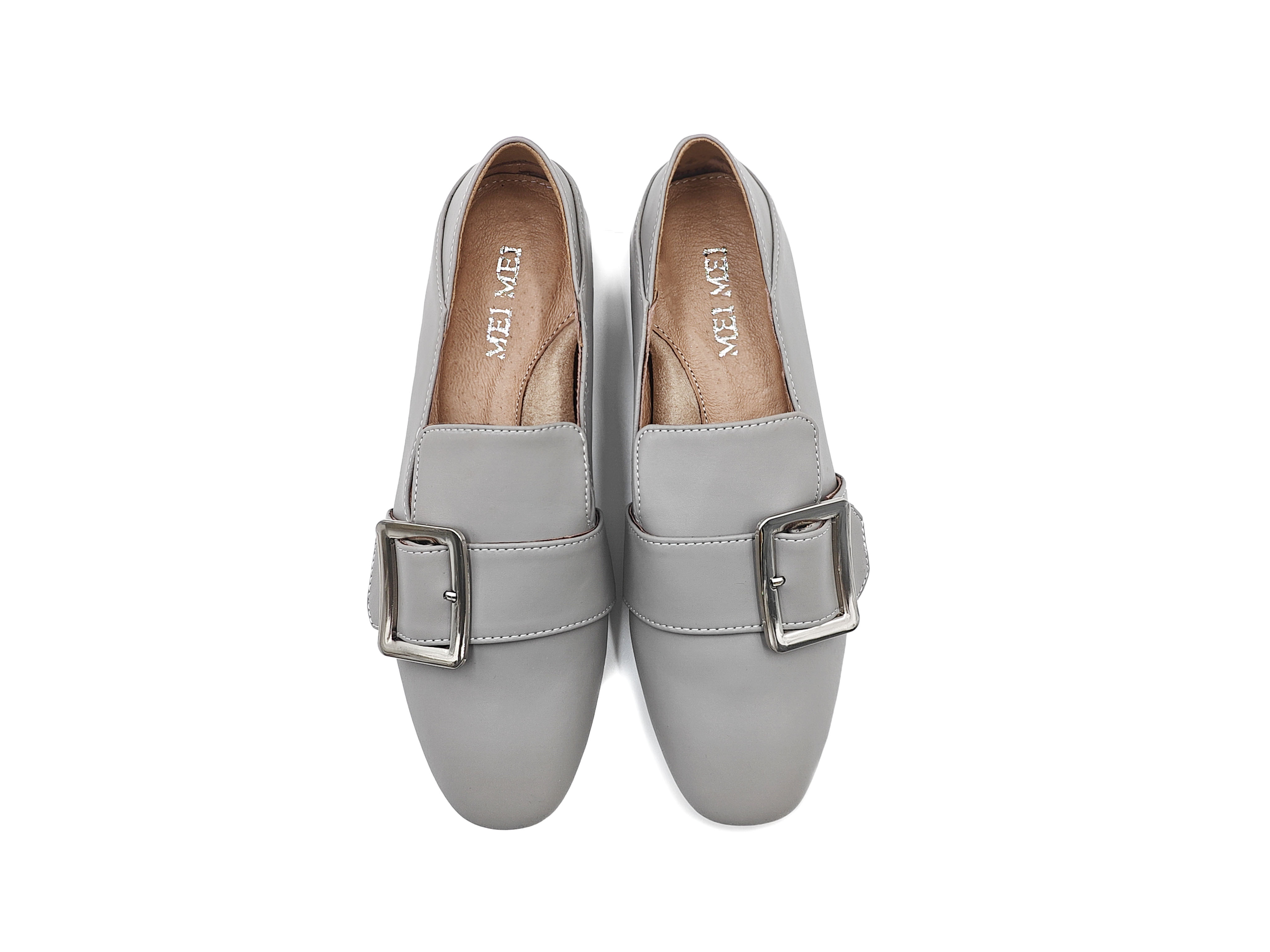 方頭方扣踩跟休閒平底鞋