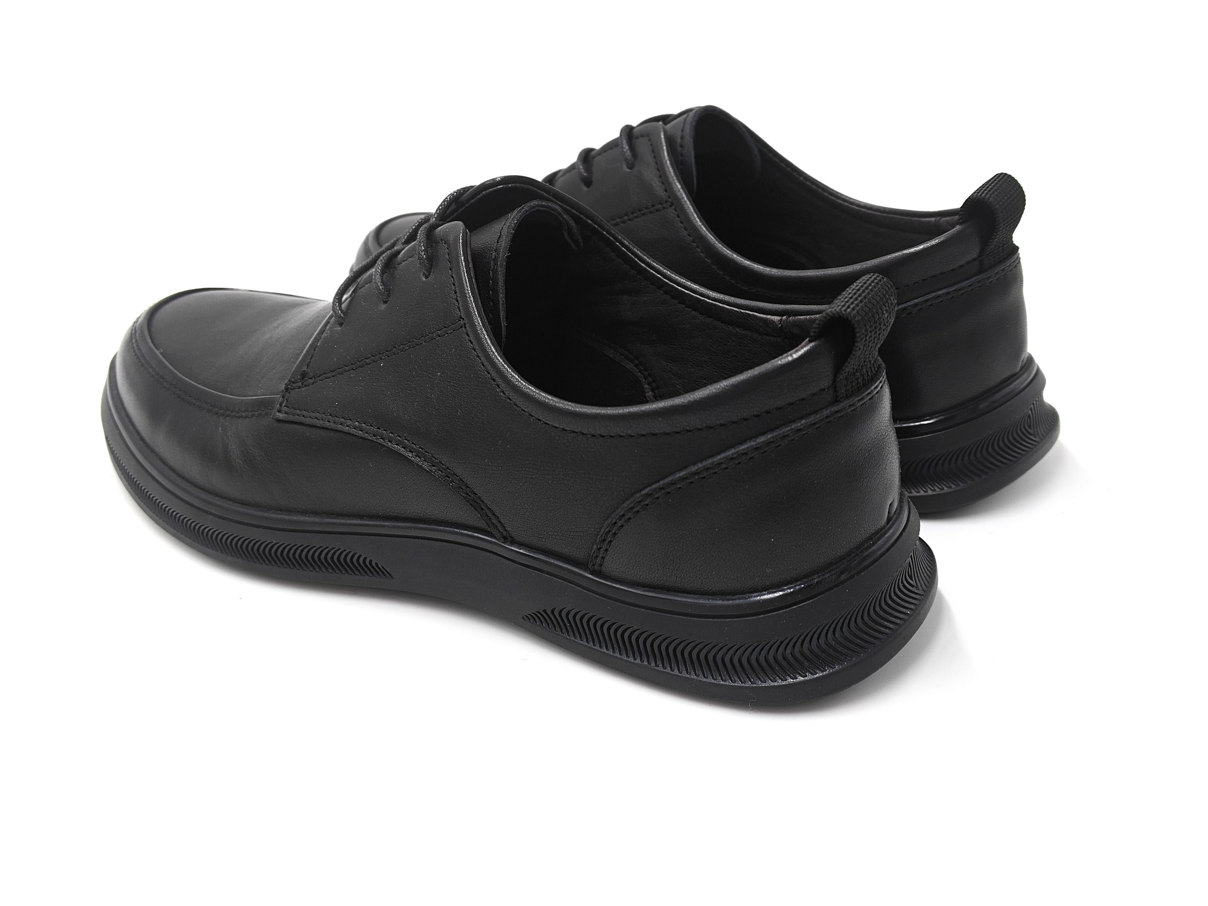 黑色牛皮真皮綁帶軟底休閒男裝皮鞋