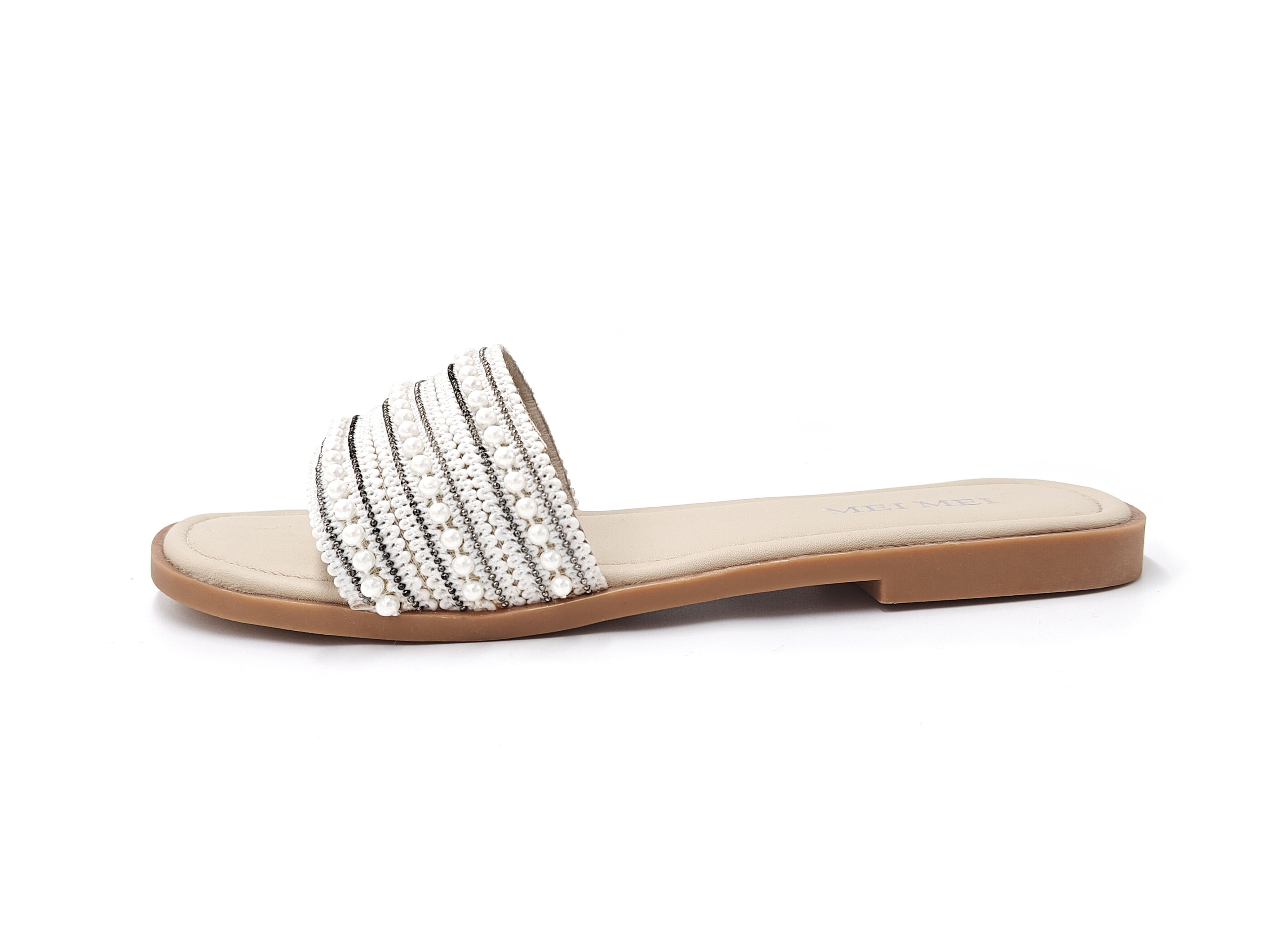 編織珍珠平底拖鞋