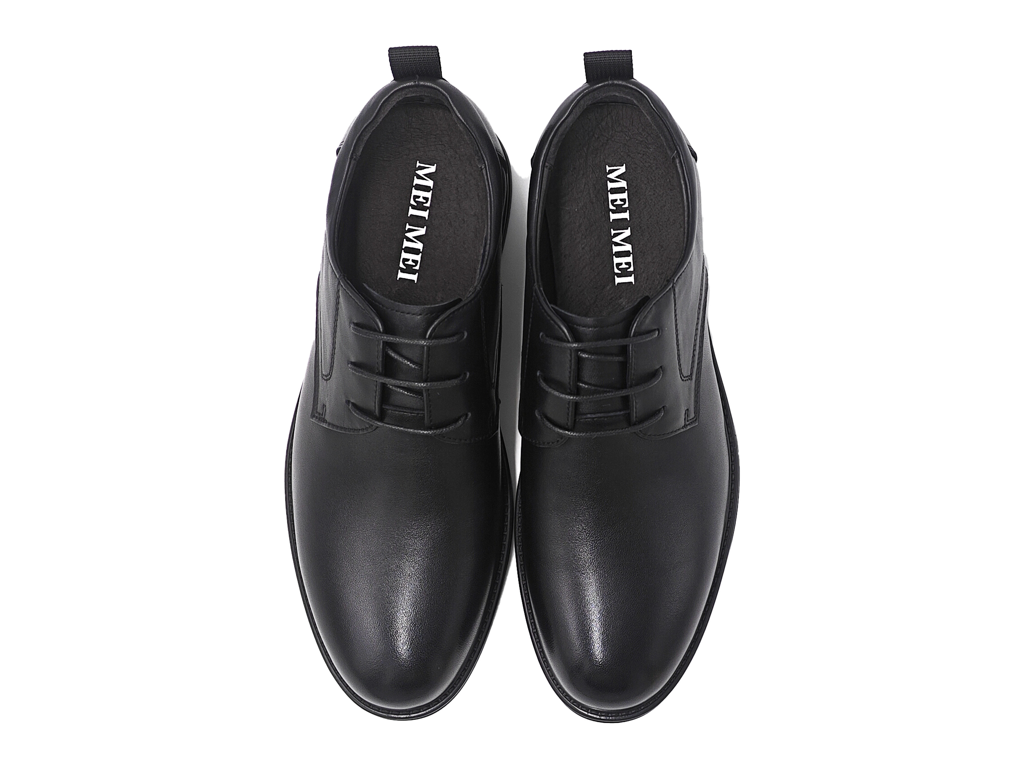 黑色真皮圓頭素面軟皮男裝皮鞋