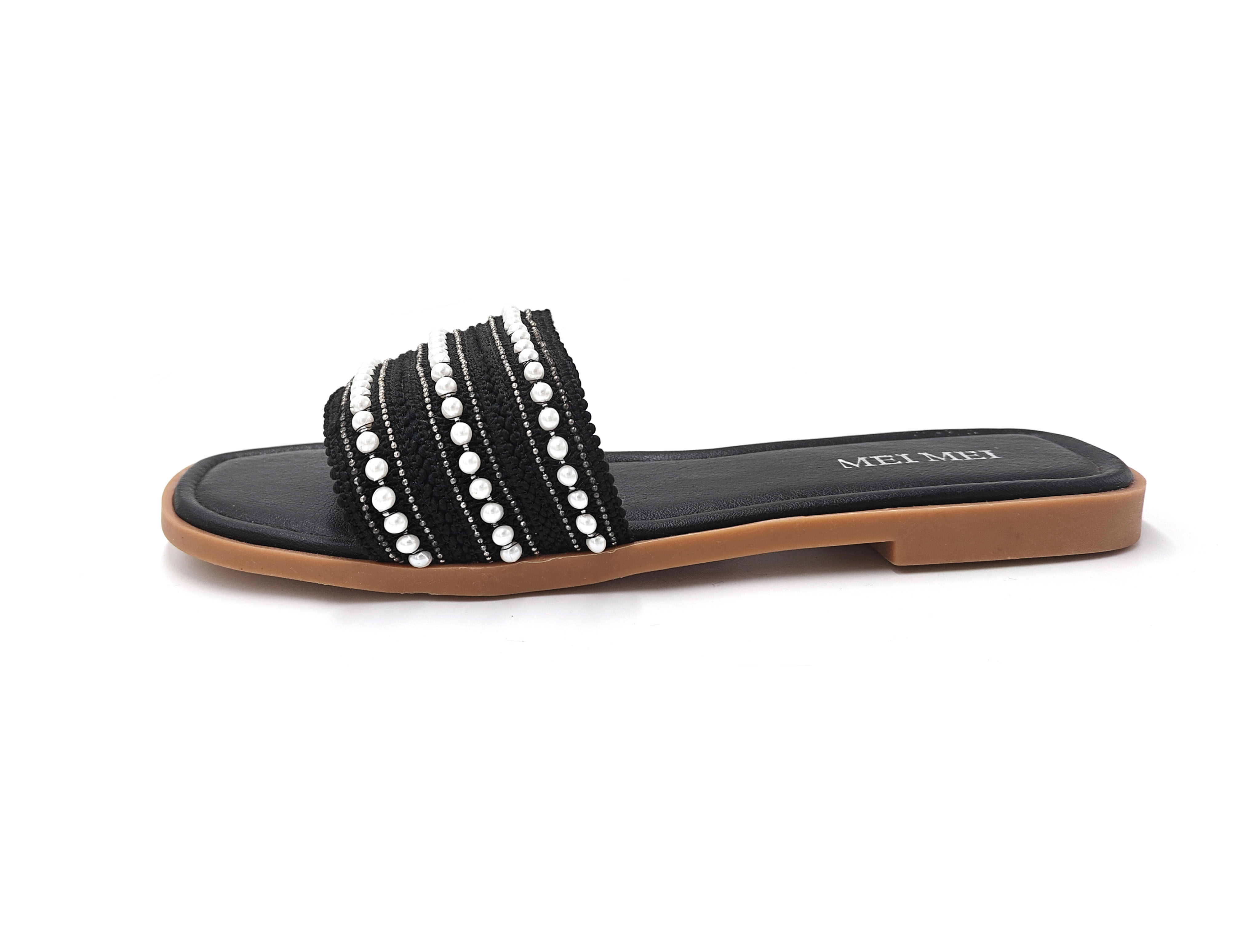 編織珍珠平底拖鞋