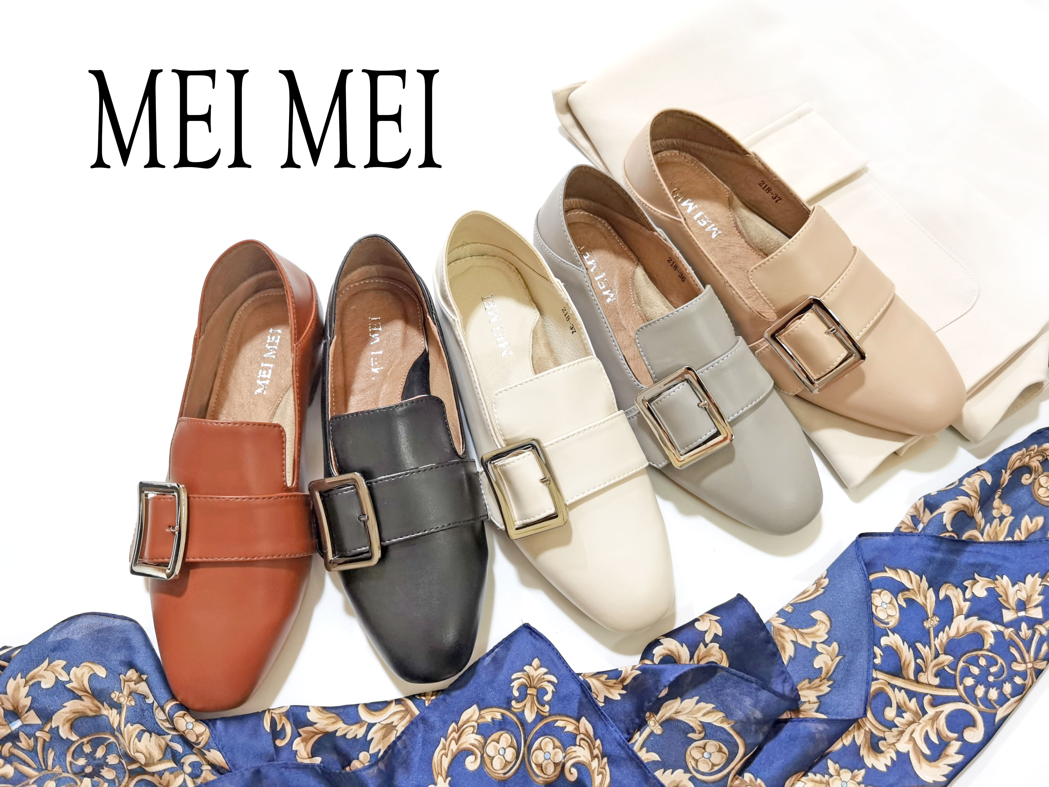 方头侧口平底休闲鞋