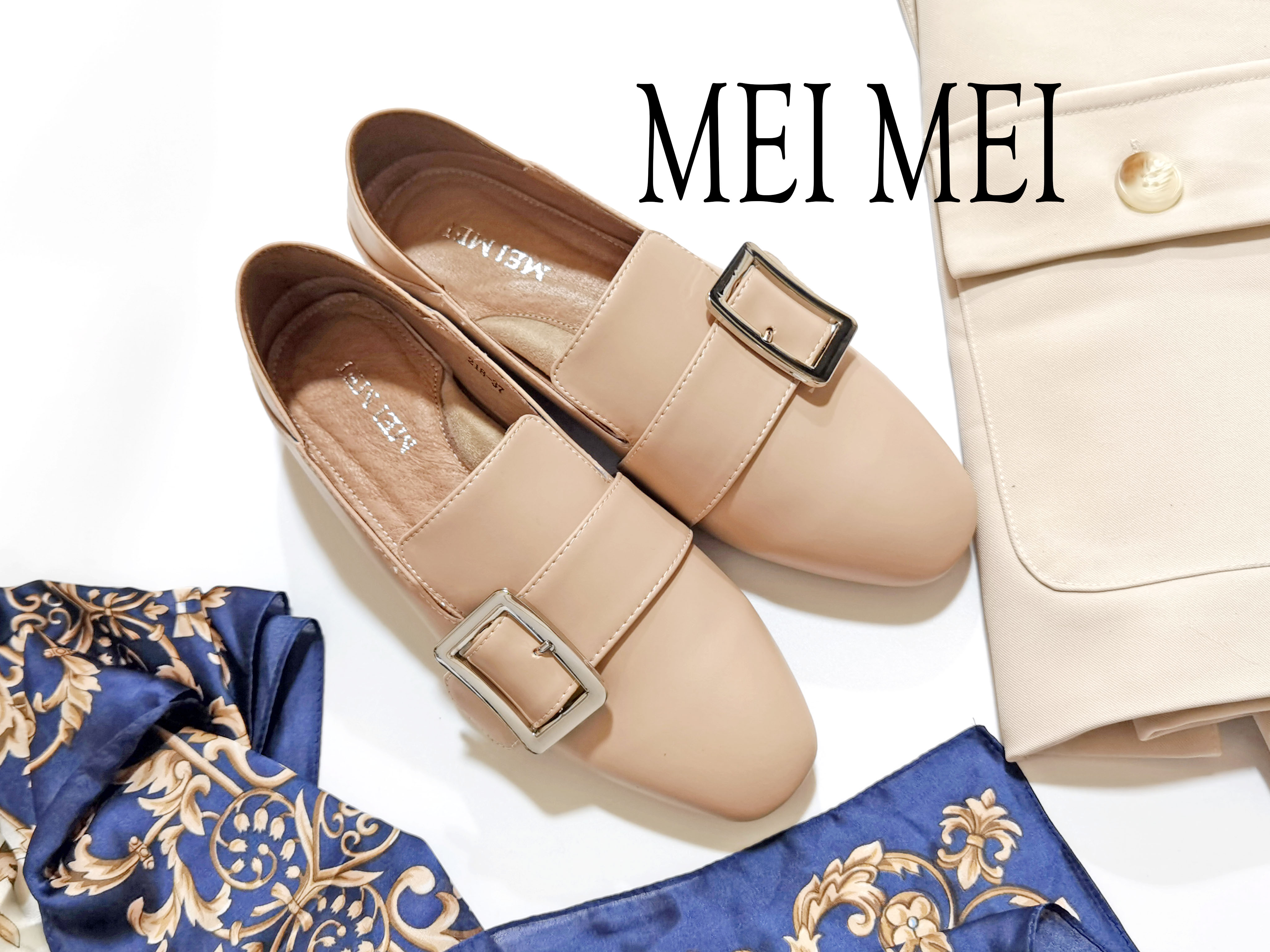 方头侧口平底休闲鞋