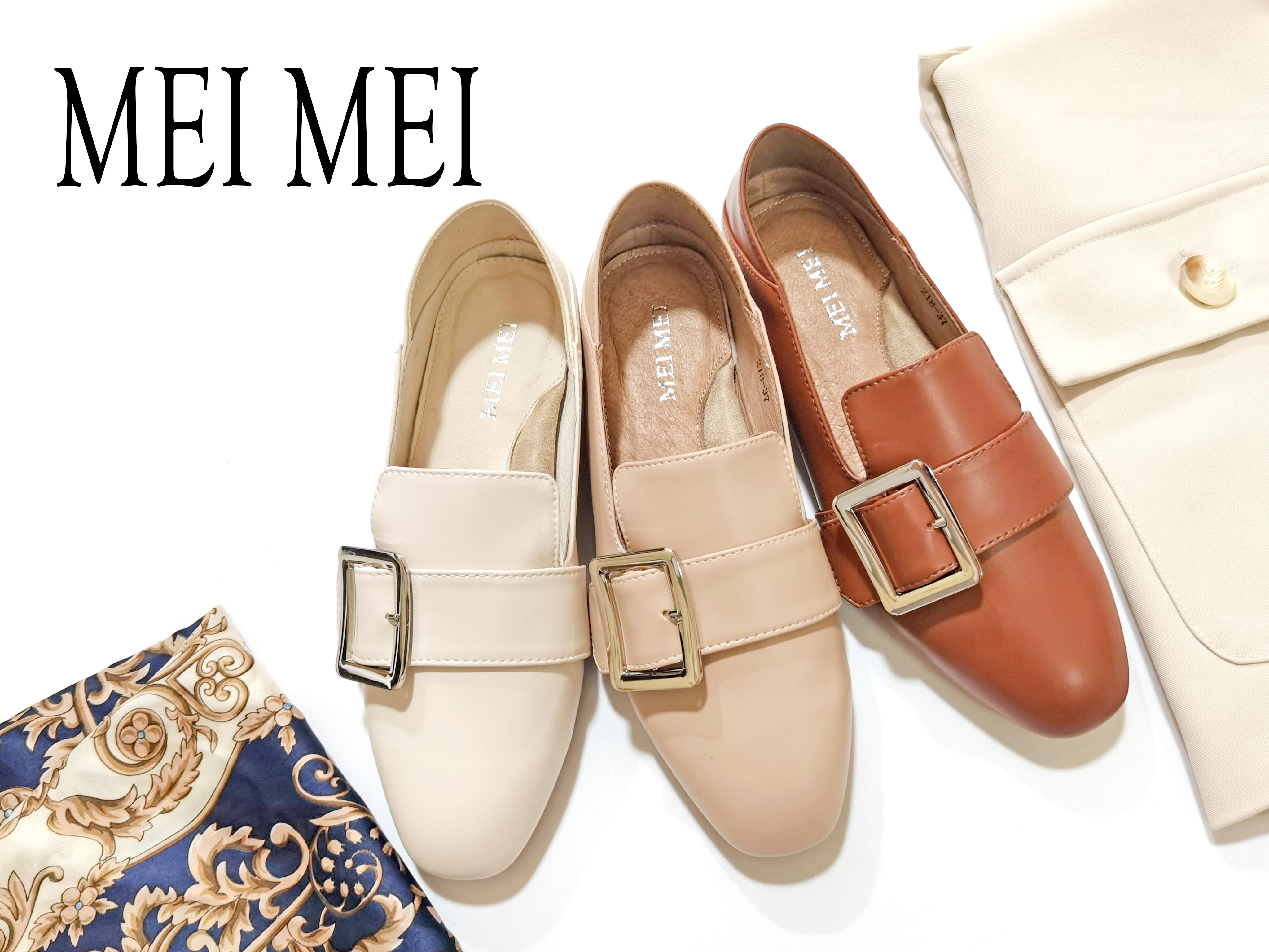 方头侧口平底休闲鞋