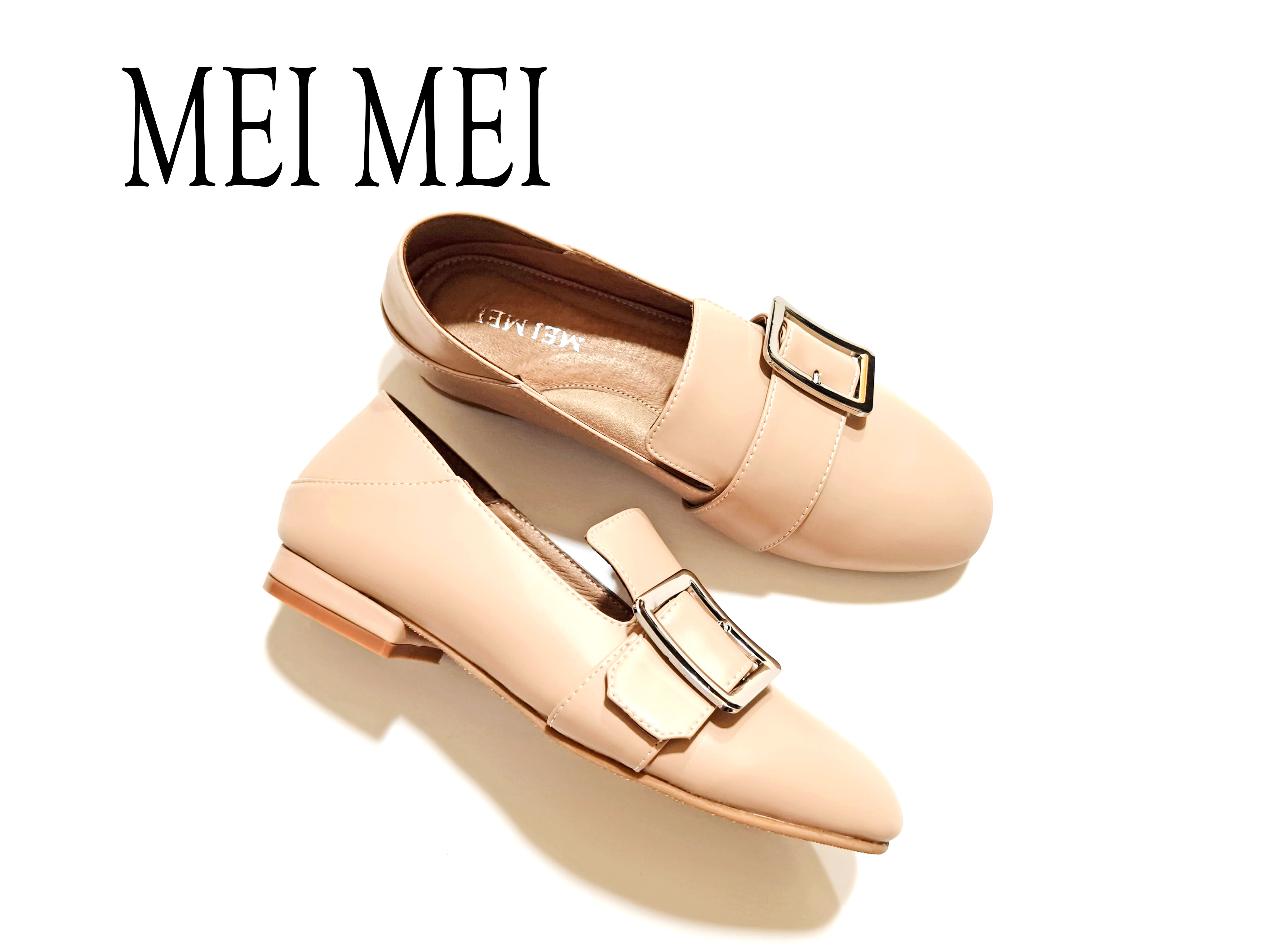 方头侧口平底休闲鞋