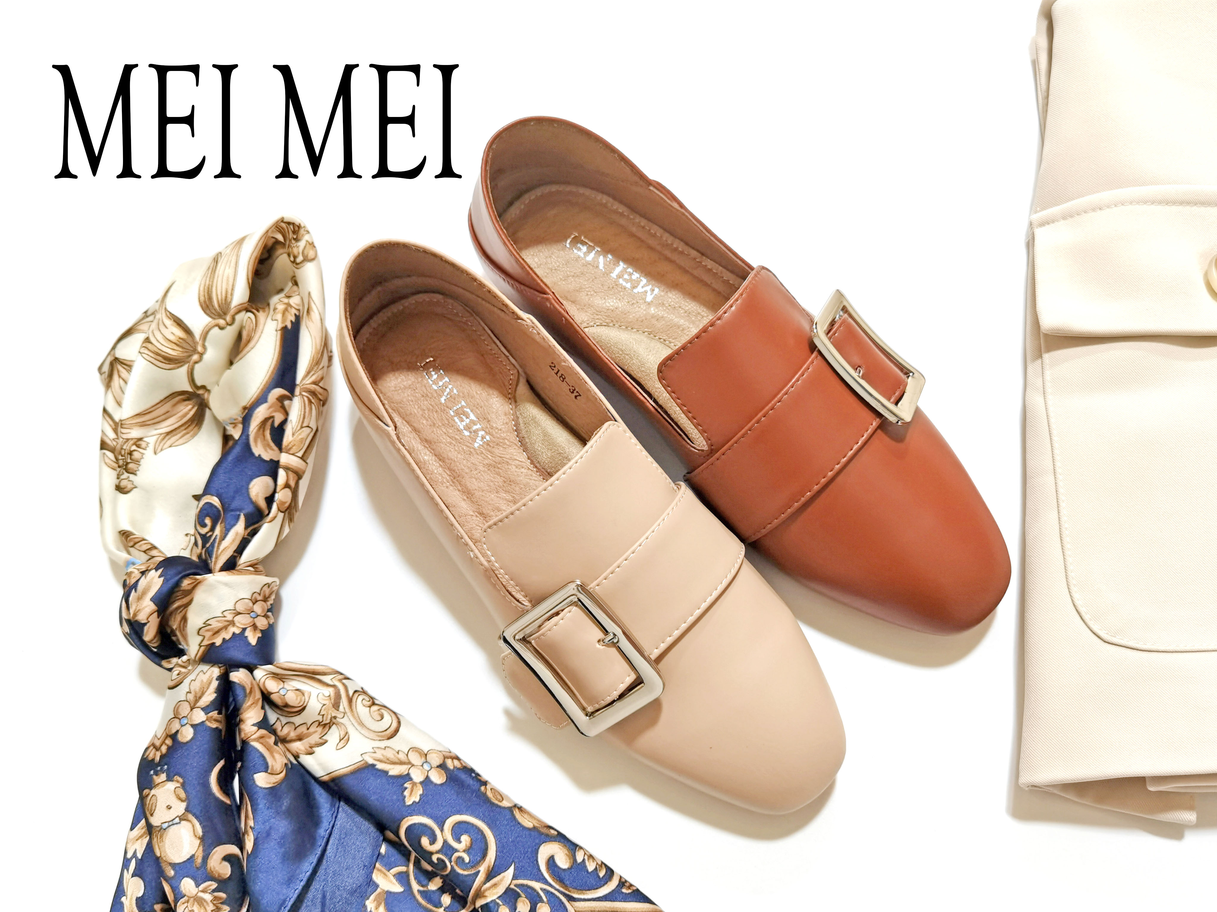 方头侧口平底休闲鞋