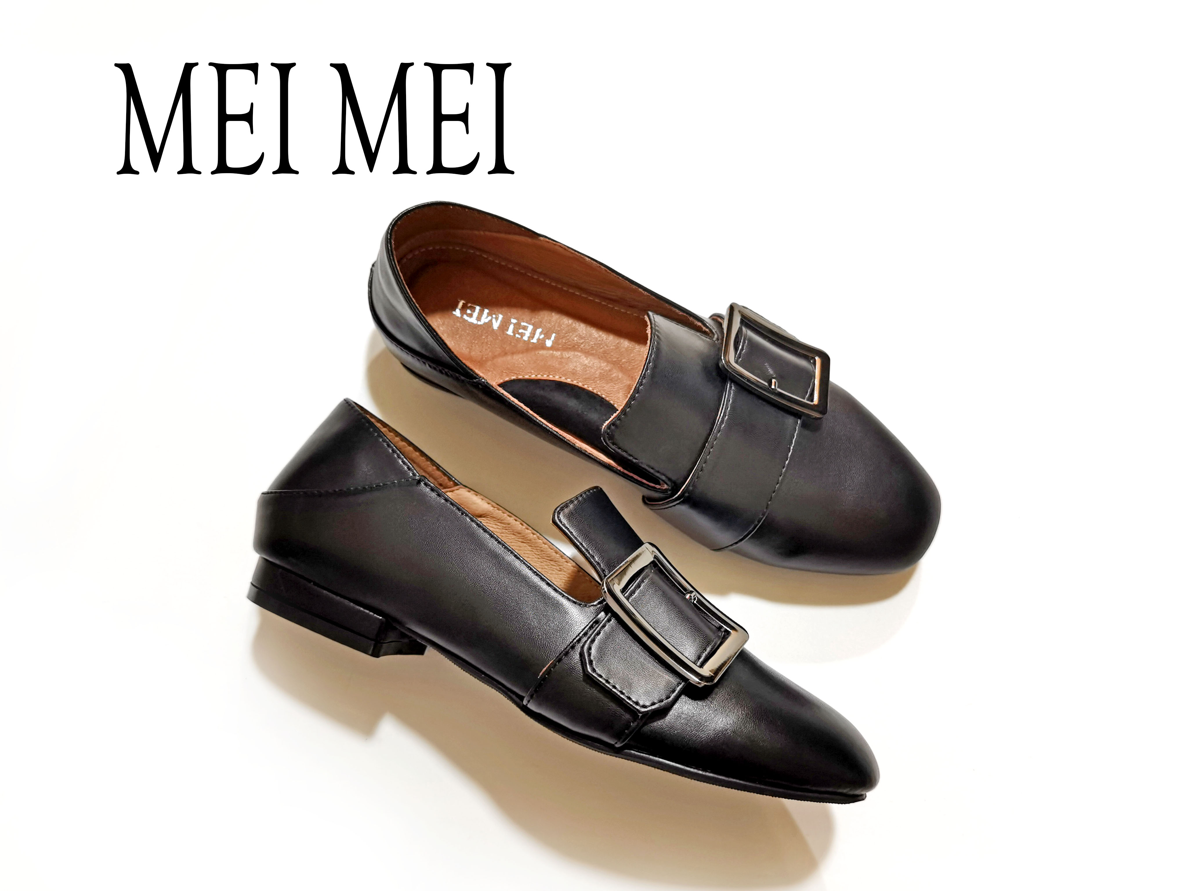 方头侧口平底休闲鞋