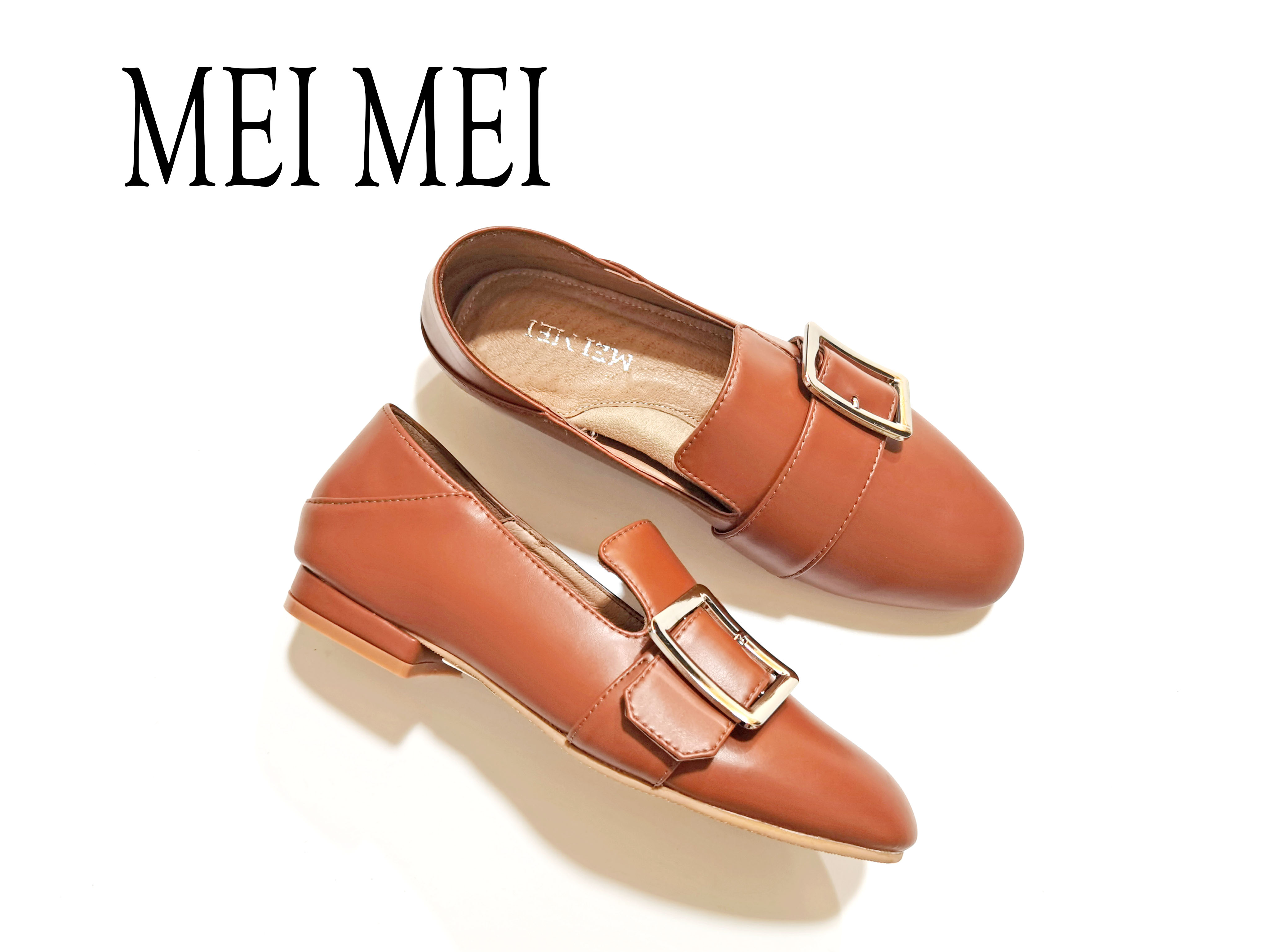 方头侧口平底休闲鞋