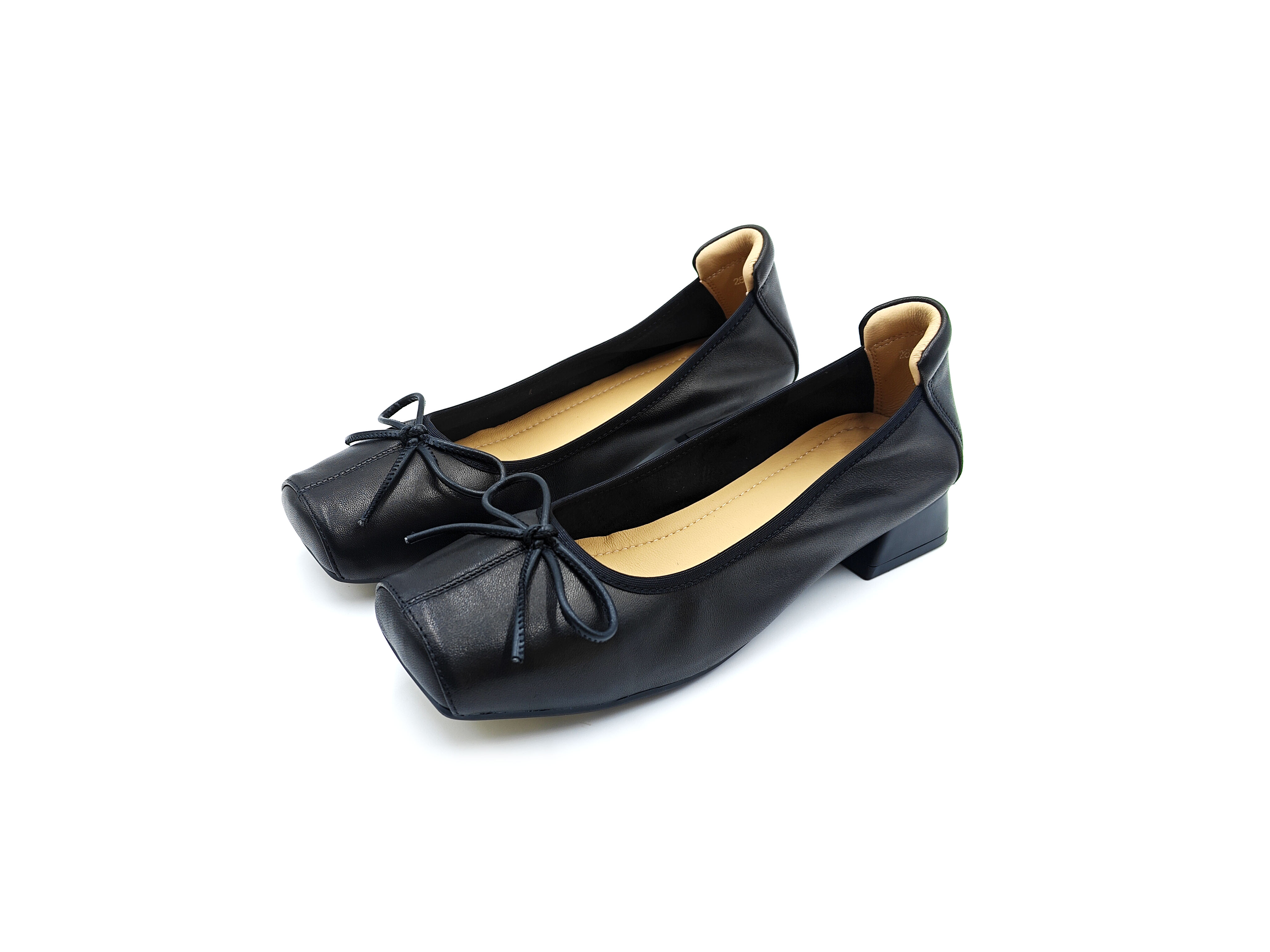 方頭羊皮蝴蝶結芭蕾舞鞋