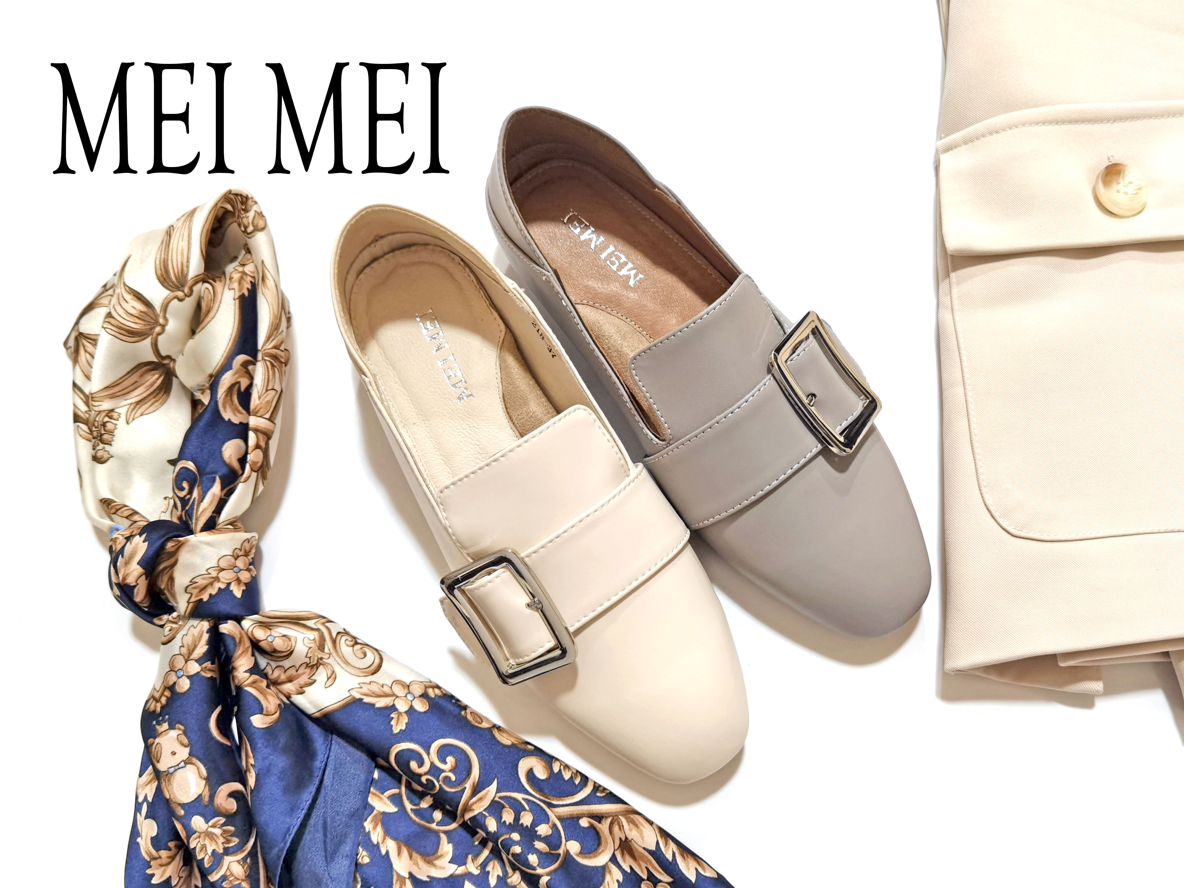 方头侧口平底休闲鞋