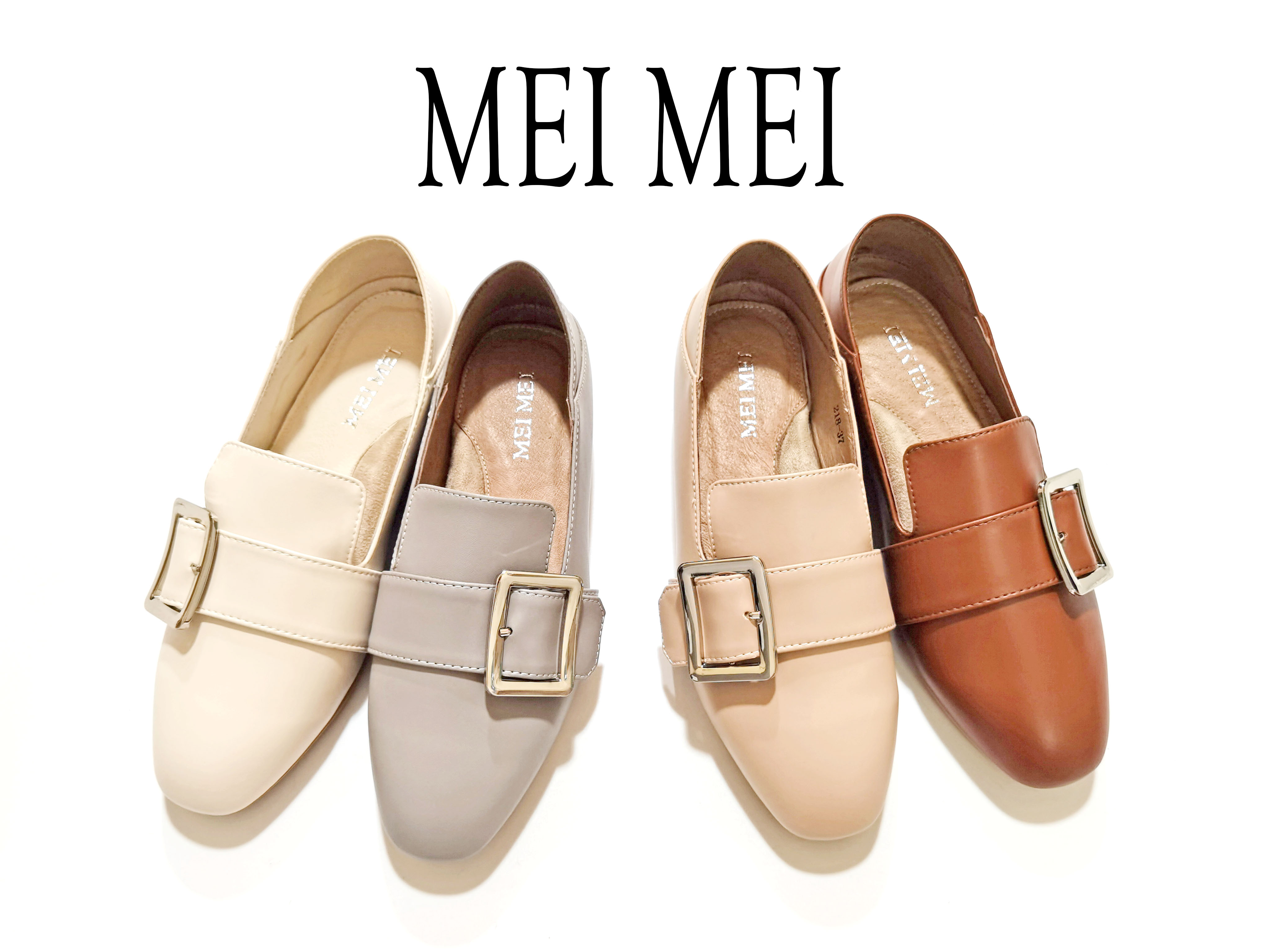 方头侧口平底休闲鞋