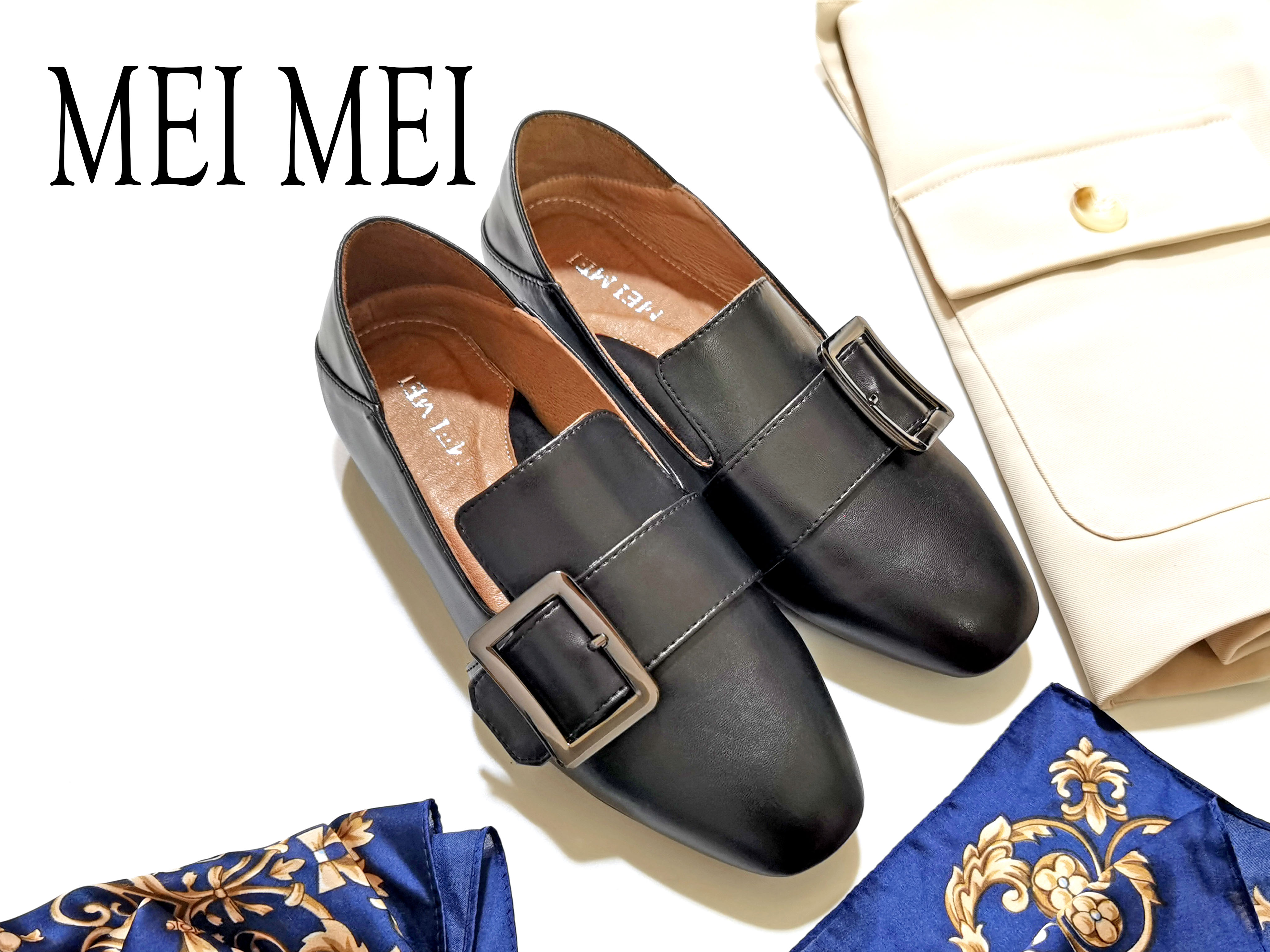 方头侧口平底休闲鞋