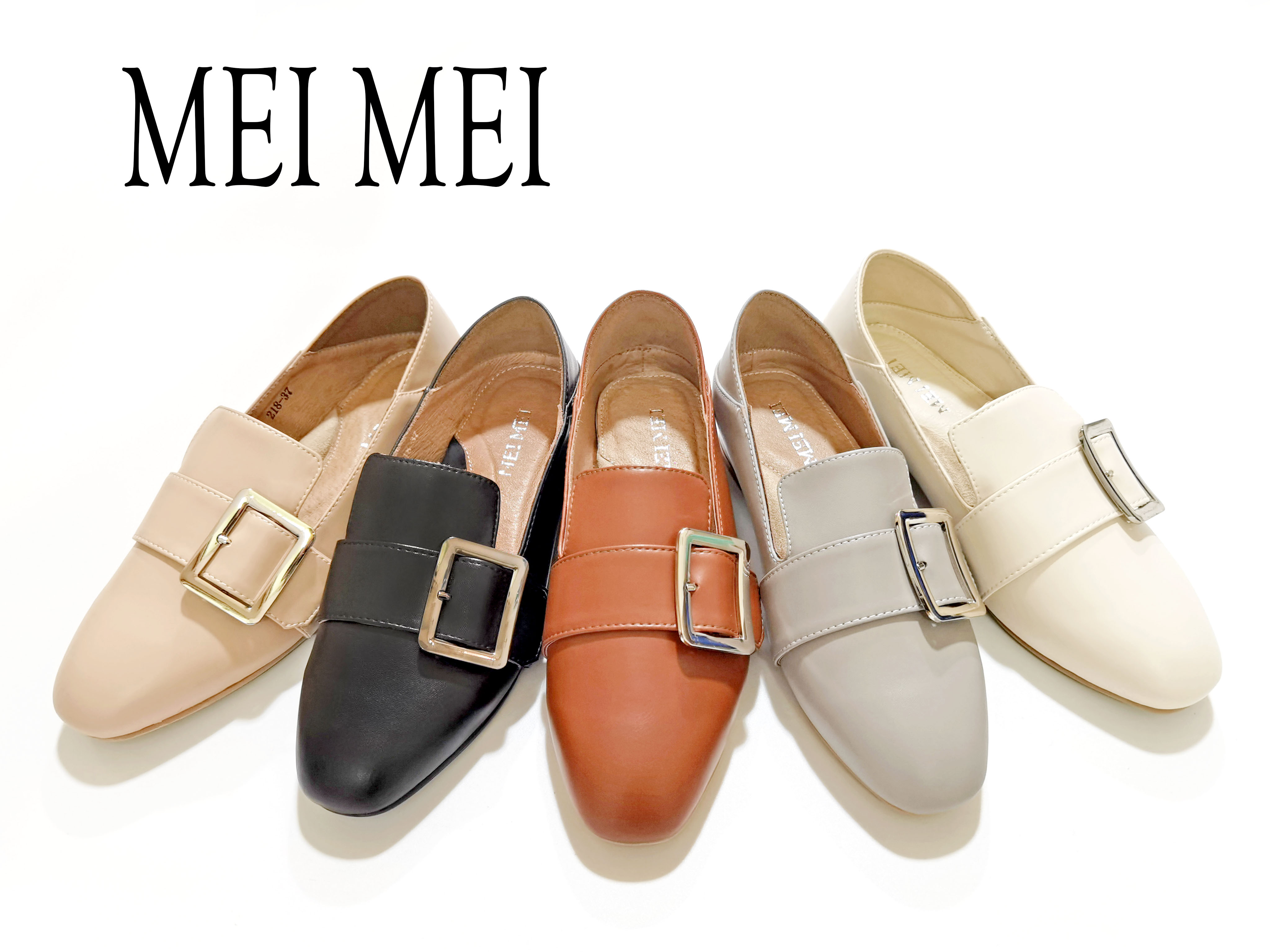 方头侧口平底休闲鞋